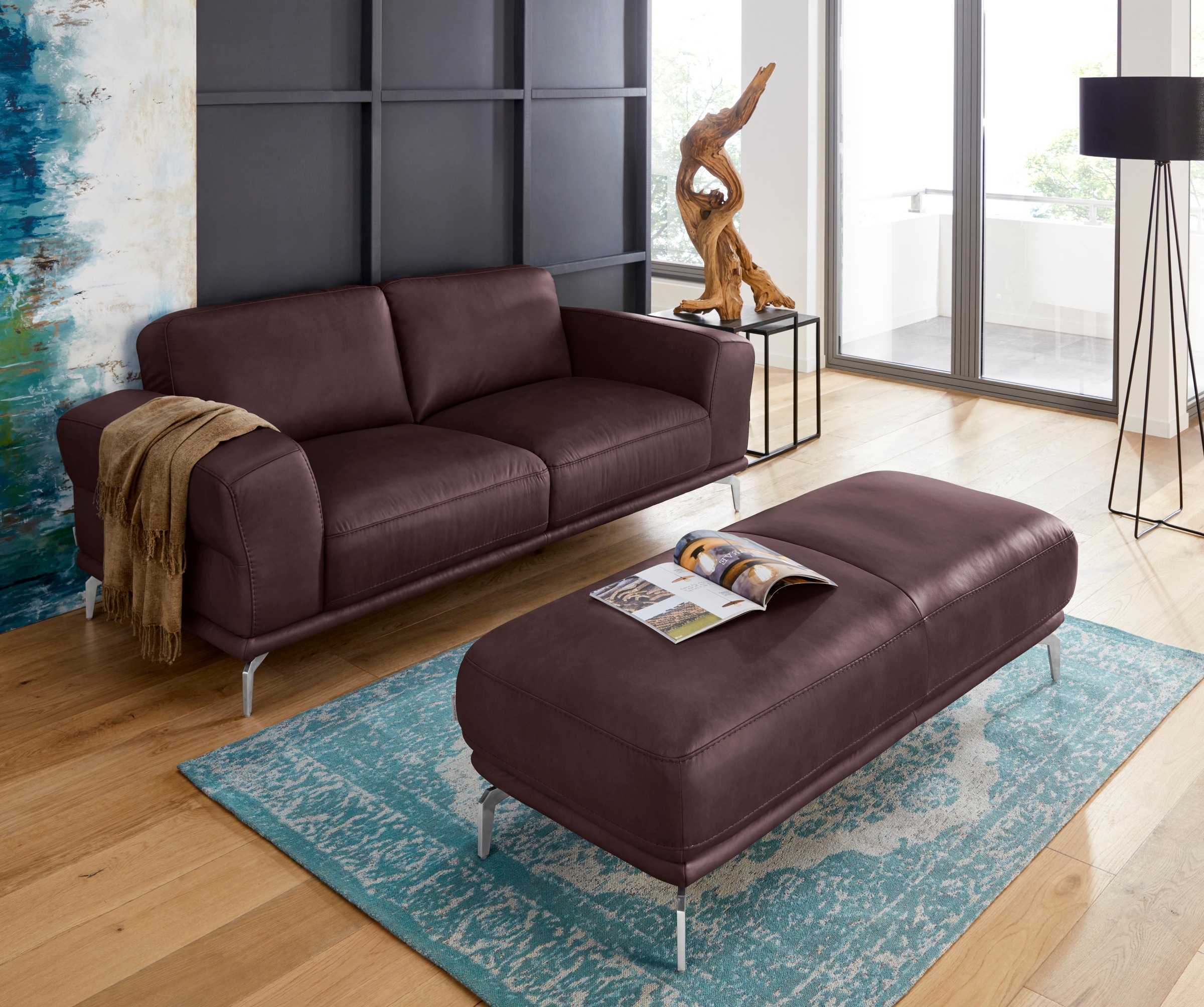 W.SCHILLIG Hocker »montanaa«, mit Metallfüßen in Chrom glänzend, Breite 141 cm