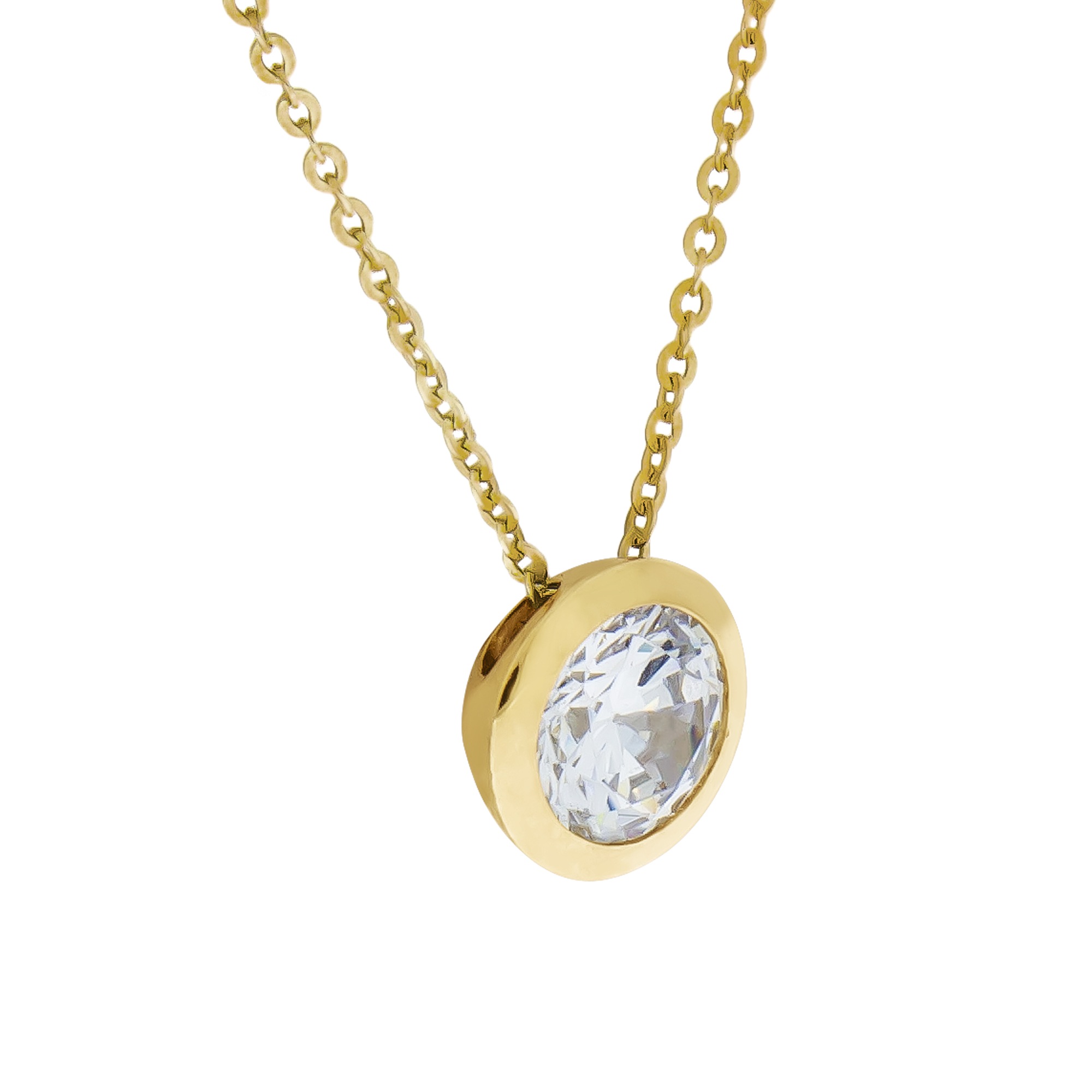 CELESTA Kette mit Anhänger »Silber 925 vergoldet 45+5cm lang mit weißem Zirkonia-Stein 8mm«