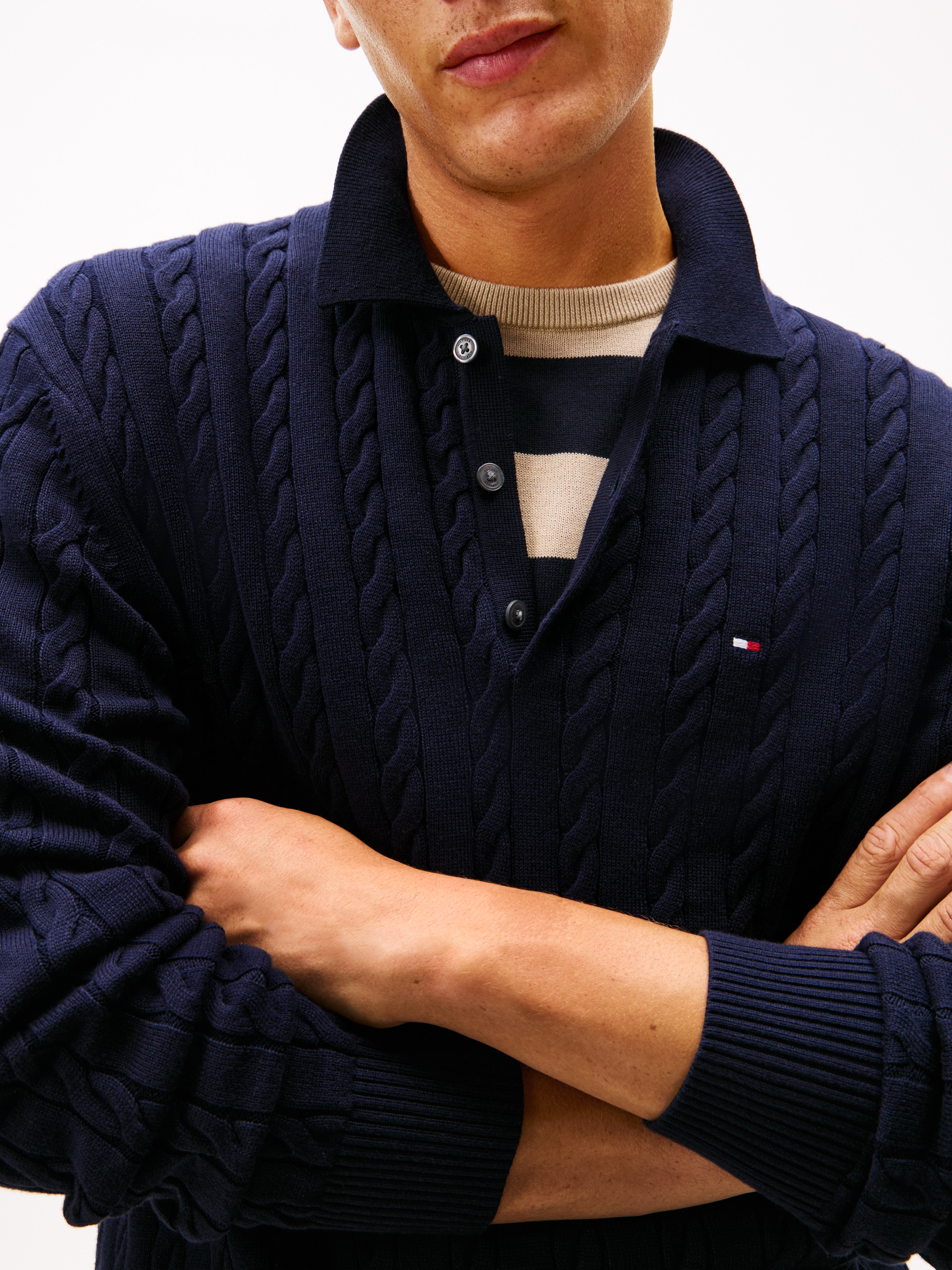 Tommy Hilfiger Polokragenpullover »CLASSIC COTTON CABLE«