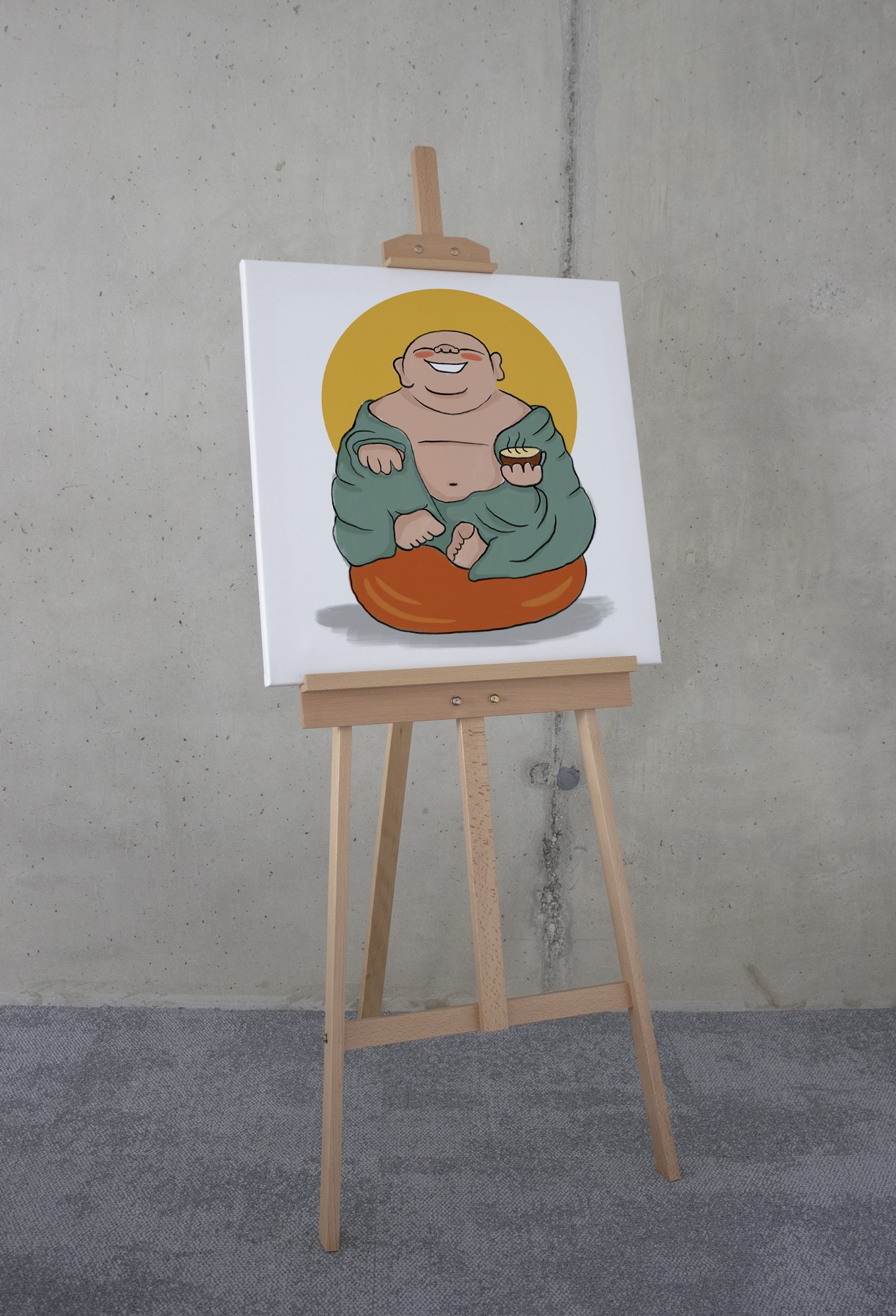 Komar Leinwandbild »Happy Buddy - Größe 60 x 60 cm«, Natur, (1 St.), Keilrahmenbild mi Echtholzrahmen