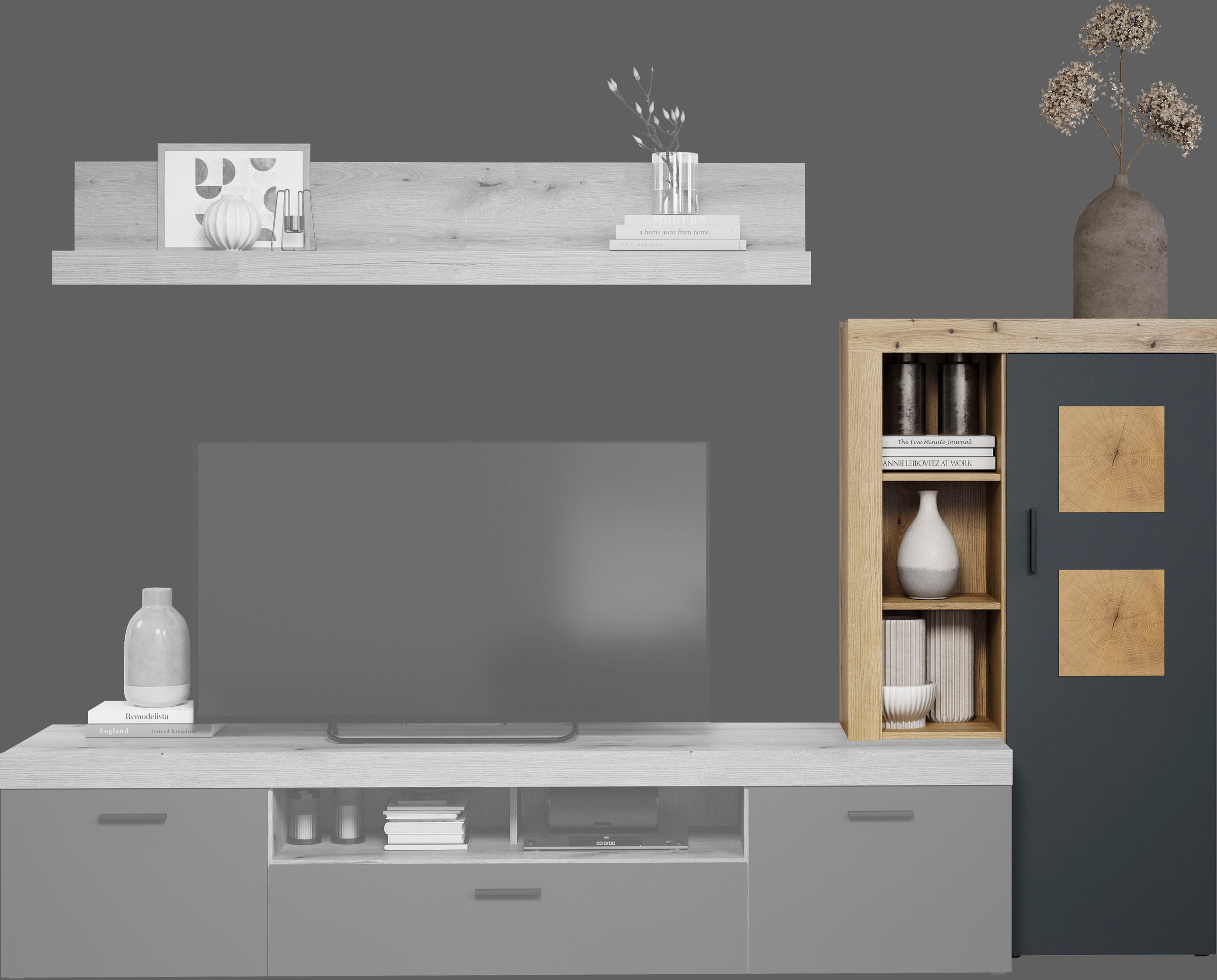 Home affaire Stauraumvitrine »Ghent«, (Packung, 1 St.), Mit Hirnholzapplikationen