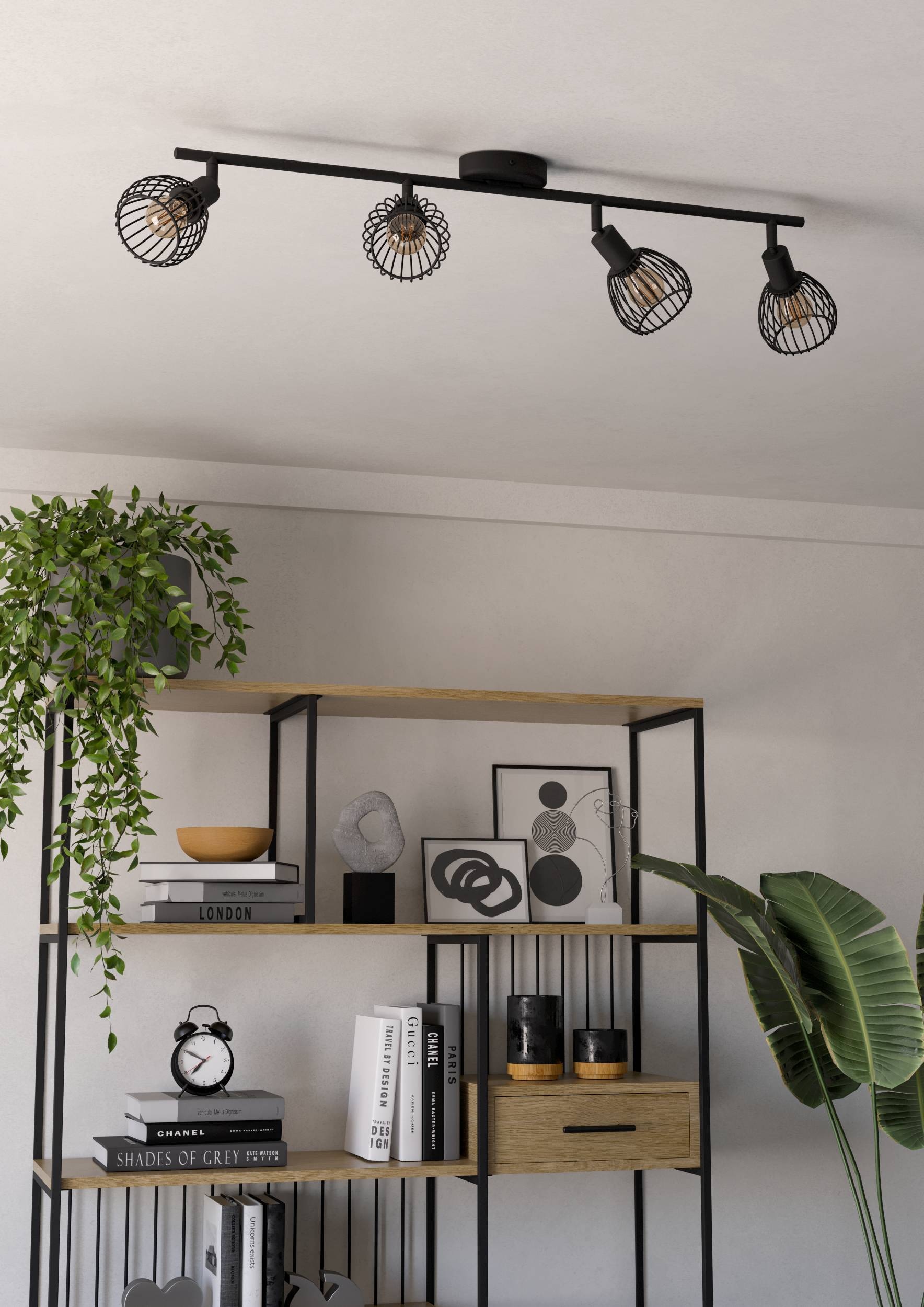 EGLO Deckenleuchte »Sonnino Deckenlampe 4-fach, schwenkbare Spots, Metall, Deckenspot, E14« E14 1 Stk. Spot - L78 x B10 x H18,5 cm - schwarz - 4X40W exkl.