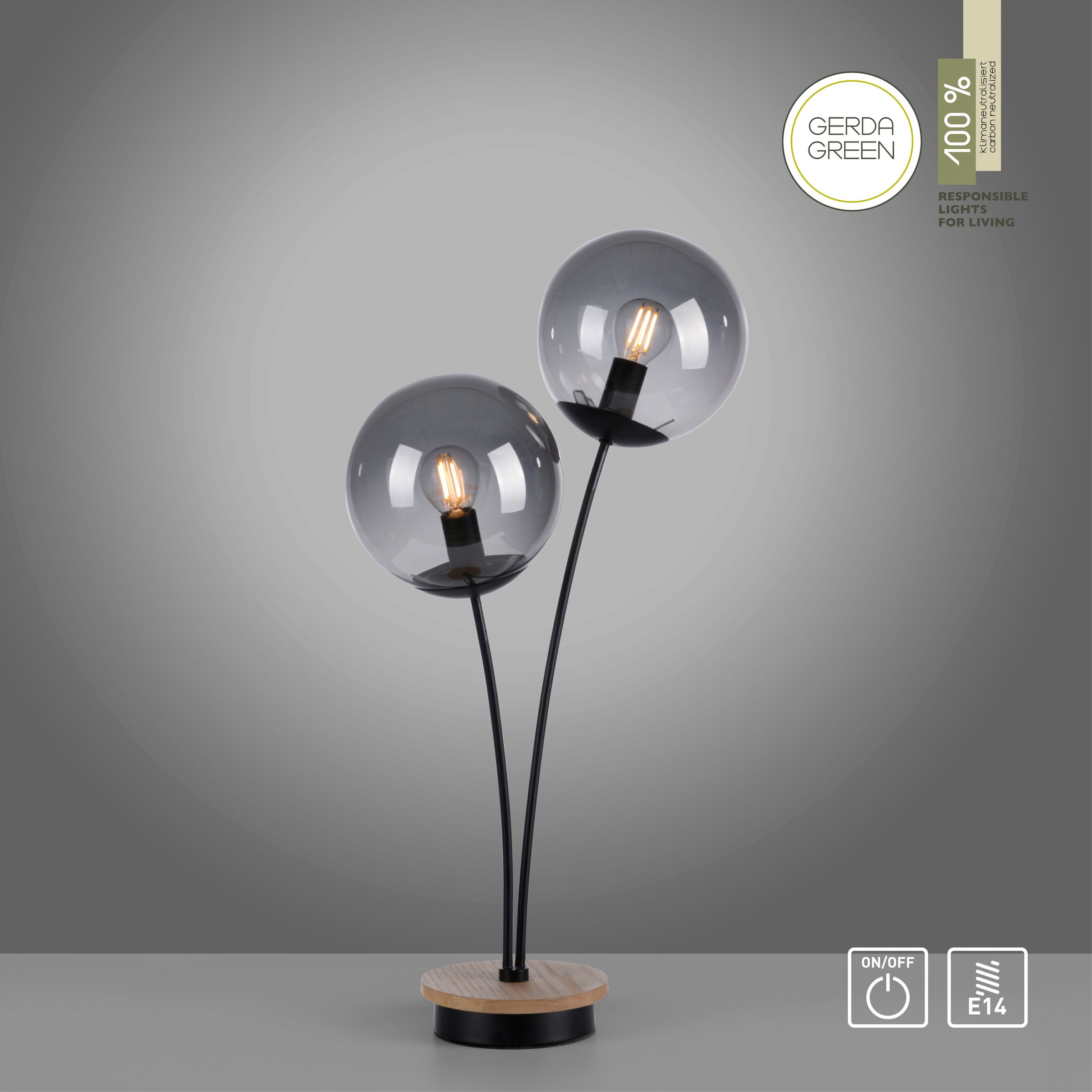 JUST LIGHT Tischleuchte »GREEN WIDO«, 2 flammig, Leuchtmittel E14   ohne Le günstig online kaufen
