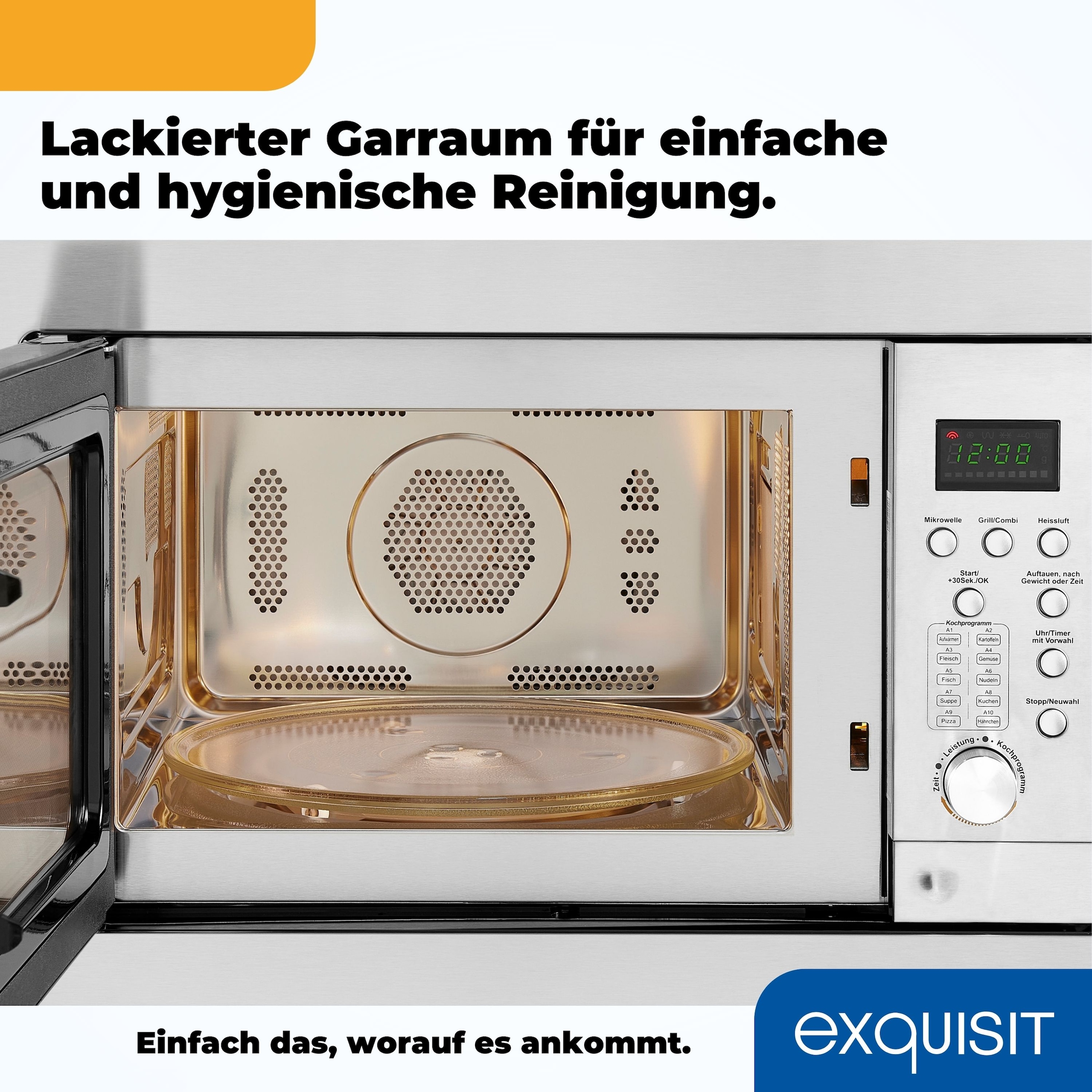 exquisit Einbau-Mikrowelle »EMW 2539.1 HI« 1450 W Auftauen,Aufwärmen,Grillen o.backen mit Heißluft-alles möglich