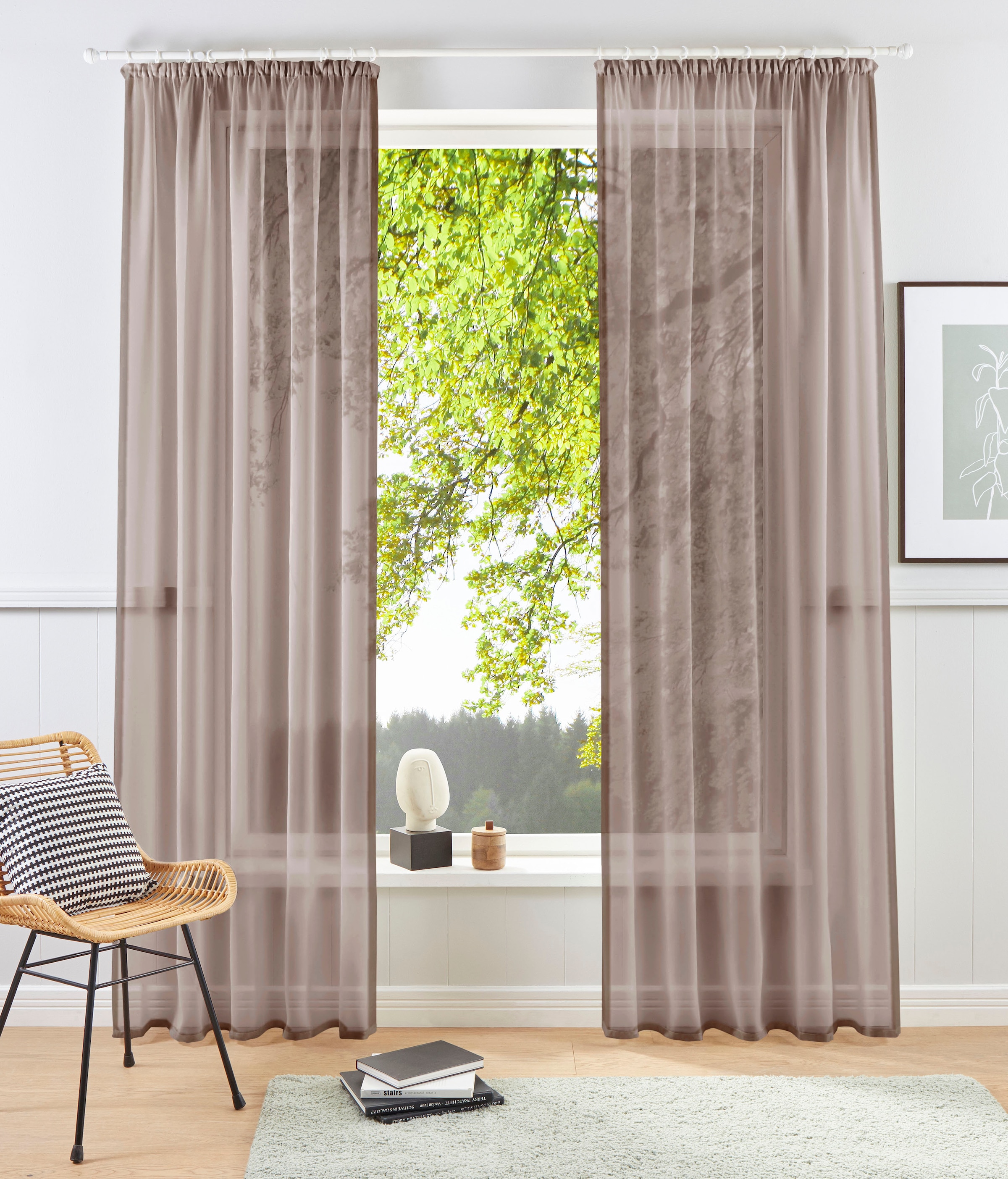 my home Gardine »XANA mit Ösen, Kräuselband oder Schlaufen«, (1 St.) günstig online kaufen