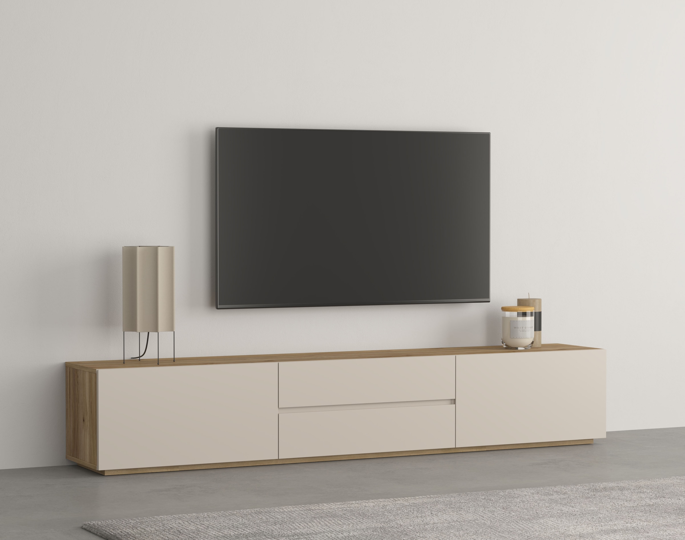 INOSIGN Lowboard »Criss, Breite 200 cm, moderne grifflose TV-Kommode« TV-Kommode, TV-Schrank, hängend und stehend montierbar
