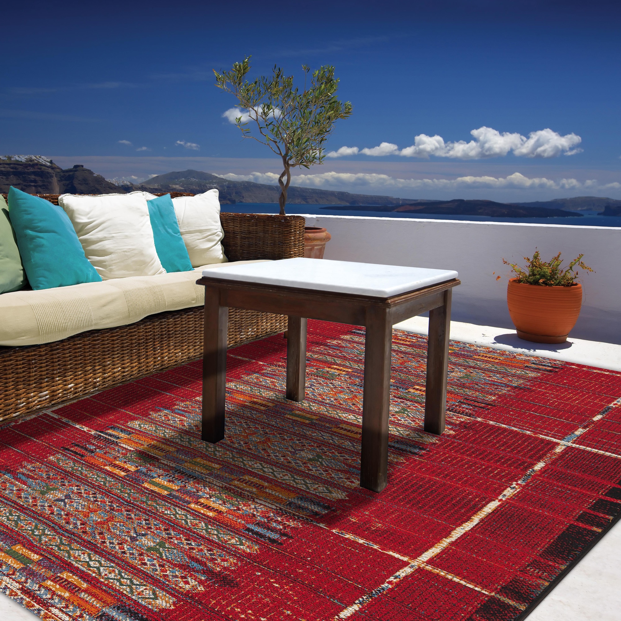 Gino Falcone Teppich »Outdoor-Africa 38«, rechteckig, 5 mm Höhe, Flachgewebe, Ethno Style, In- und Outdoor geeignet