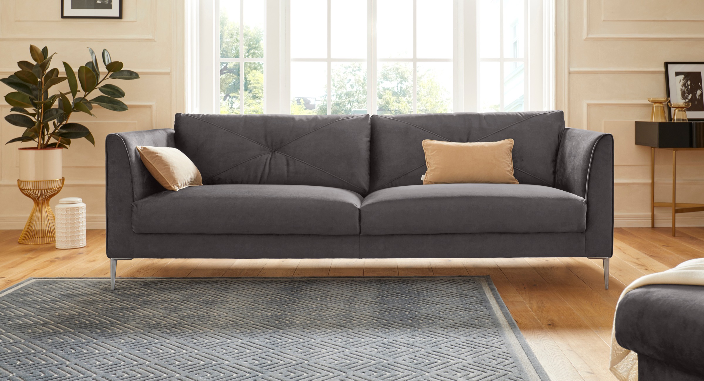 Guido Maria Kretschmer Home&Living 2,5-Sitzer »Chilltime, elegant und bequem, Komfortsitzhöhe 46cm, Breite 237cm«, mit eleganter Kreuznaht in den Rückenkissen, Breite 237 cm