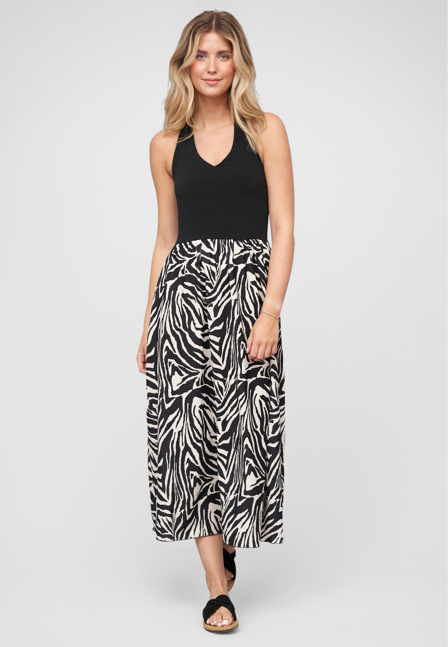 CLOUD 5IVE Shirtkleid »CLOUD 5IVE Maxi Neckholder-Dress with zebra print« 1 Stk. tlg.