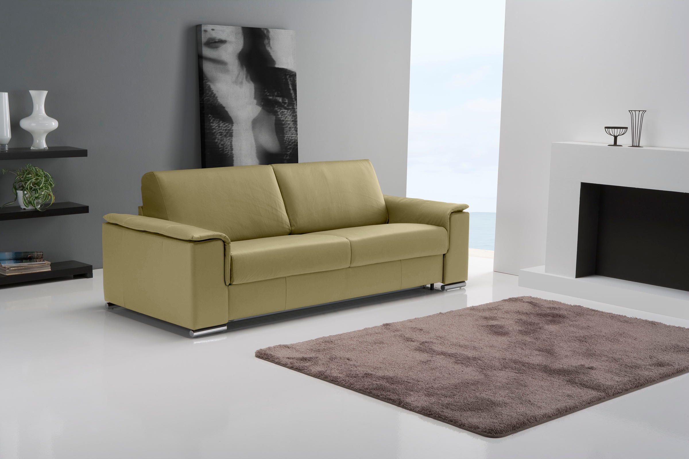 Egoitaliano Schlafsofa »Cecilia, modern & elegant, erstklassiger Sitzkomfort, Dauerschläfer«, inkl. Matratze und hochwertigem Metallbettrahmen, toller Schlafkomfort