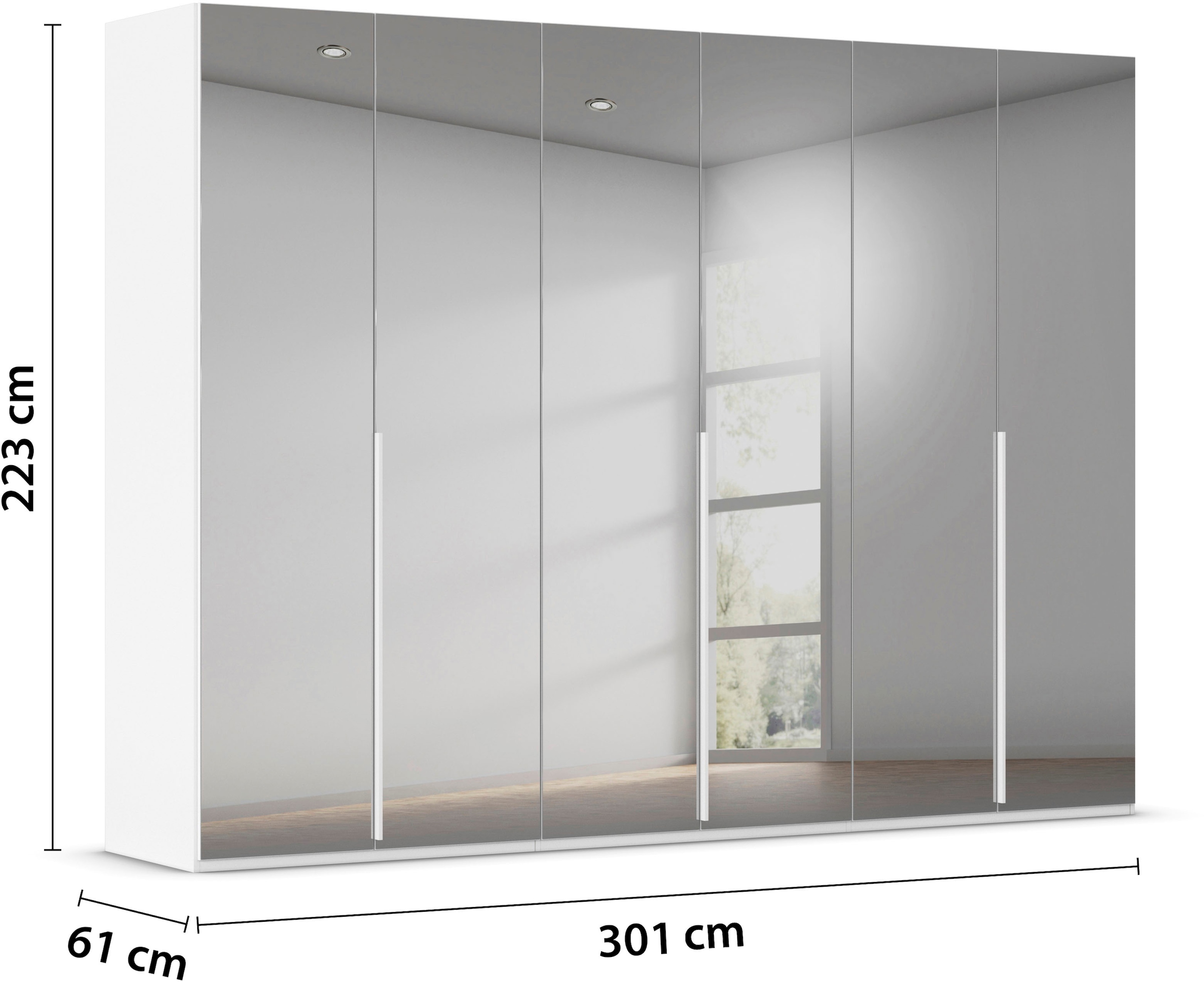 LeGer Home by Lena Gercke Kleiderschrank »Schrank Garderobe Ankleide Schlafzimmer Flur Serina«, (in 3 verschiedenen Ausstattungen BASIC/CLASSIC/PREMIUM), in 6 Breiten (101 - 401 cm) mit Front Glas oder Dekor MADE IN GERMANY