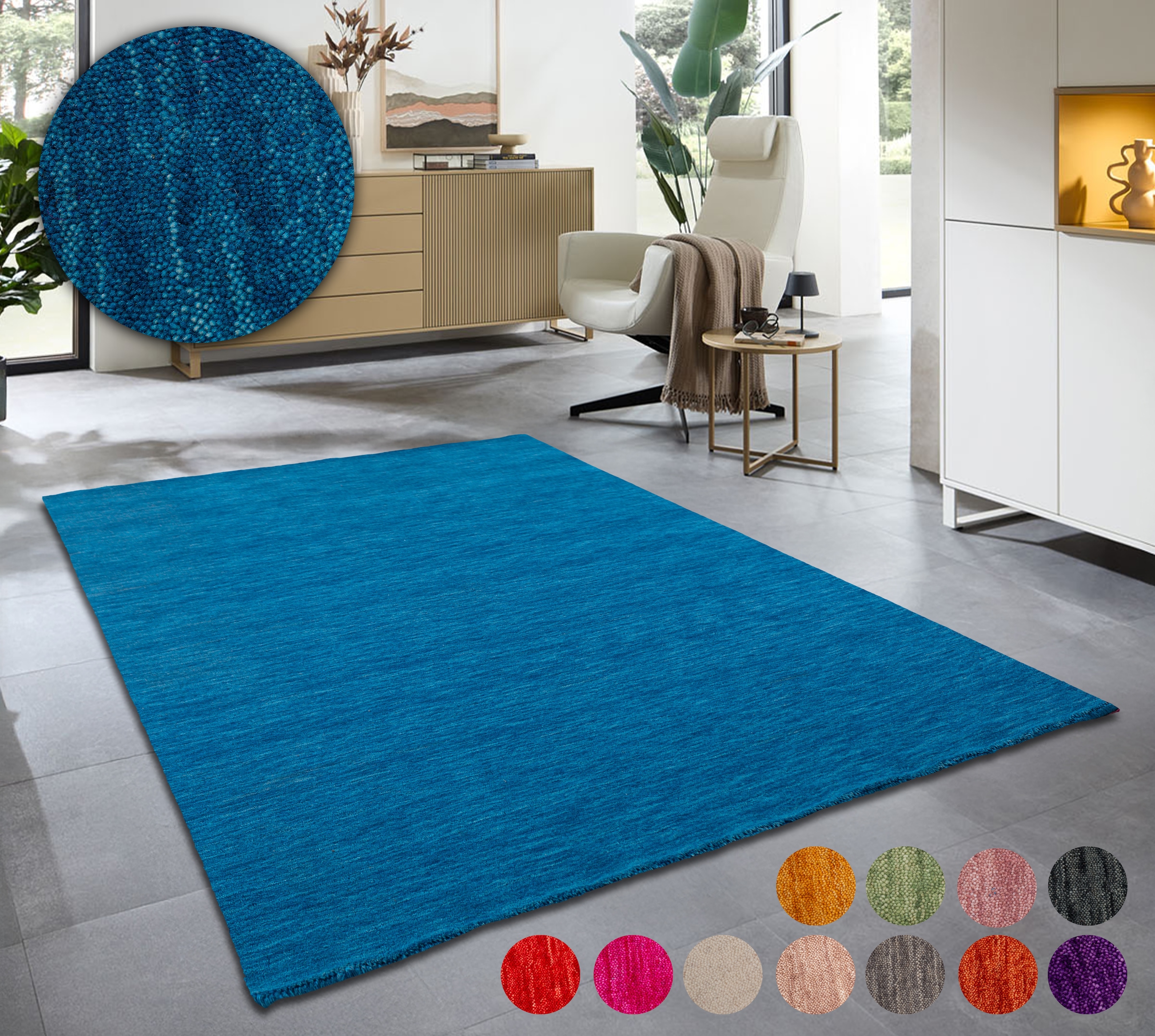 THEKO Wollteppich »Holi«, rechteckig, 13 mm Höhe, Uni-Farben, leicht melier günstig online kaufen
