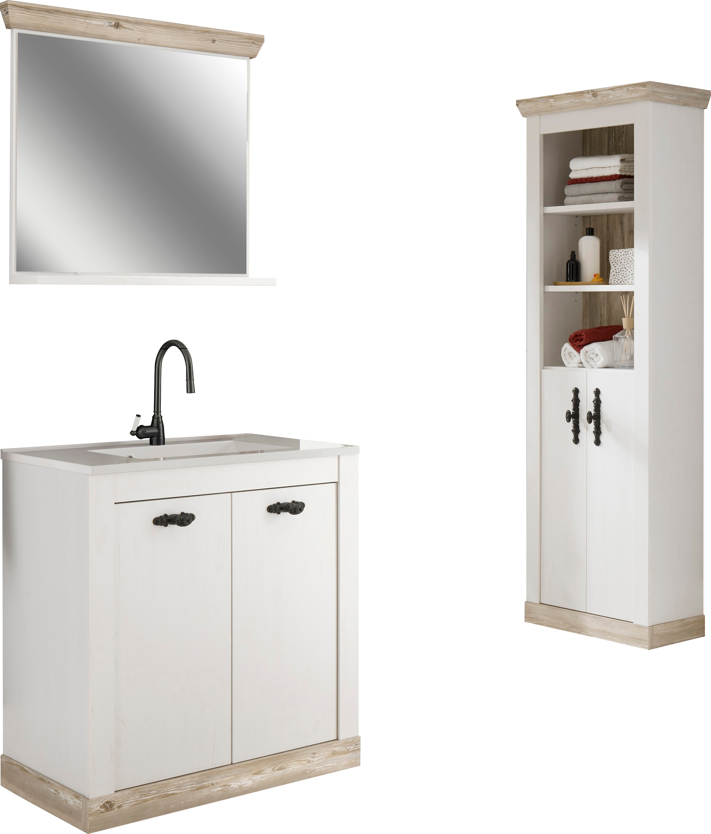 Home affaire Badmöbel-Set »Florenz, Bad im Landhausstil, 3-teiliges Badezim günstig online kaufen