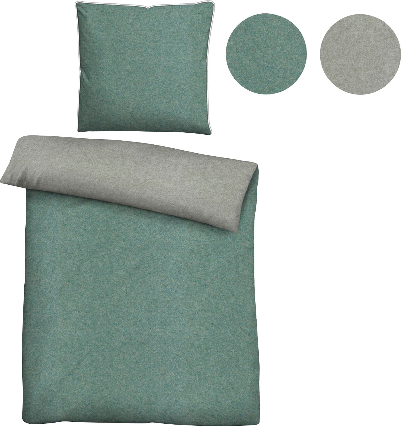 Biberna Wendebettwäsche »Hermal«, aus weicher, wohlig warmer Flanell (Biber) Qualität in Melange Optik, aus 100% Baumwolle, STANDARD 100 by OEKO-TEX® zertifiziert, Made in Germany