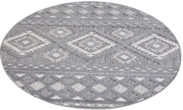 Carpet City Teppich »In-& Outdoorteppich Santorini 435, 3D-Effekt, Boho-Look«, rund, 5 mm Höhe, Wetterfest & UV-beständig für Terrasse, Balkon, Küche, Flur