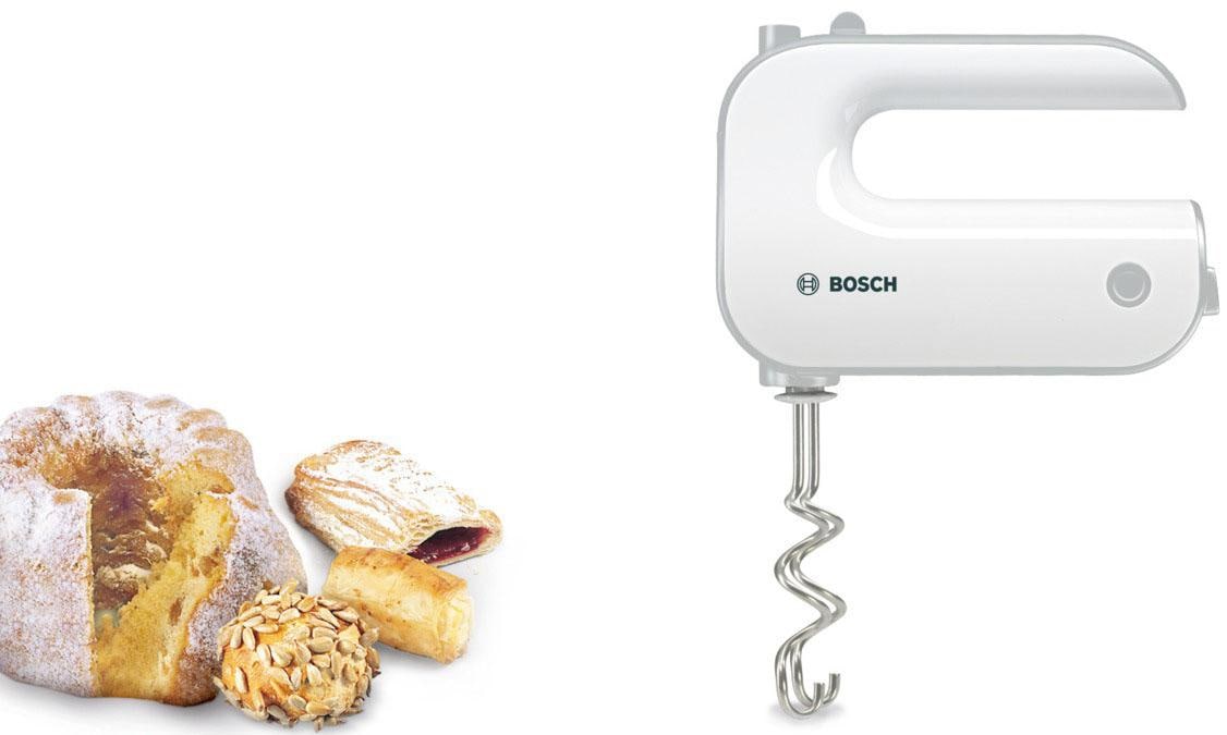 BOSCH Handmixer »Styline MFQ4080, Edelst. Rührbesen/Knethaken, Mixfuß, 5 Stufen, weiß«, 500 W, Zerkleinerer, Turbotaste, leichtes Gehäuse, Made in Europe