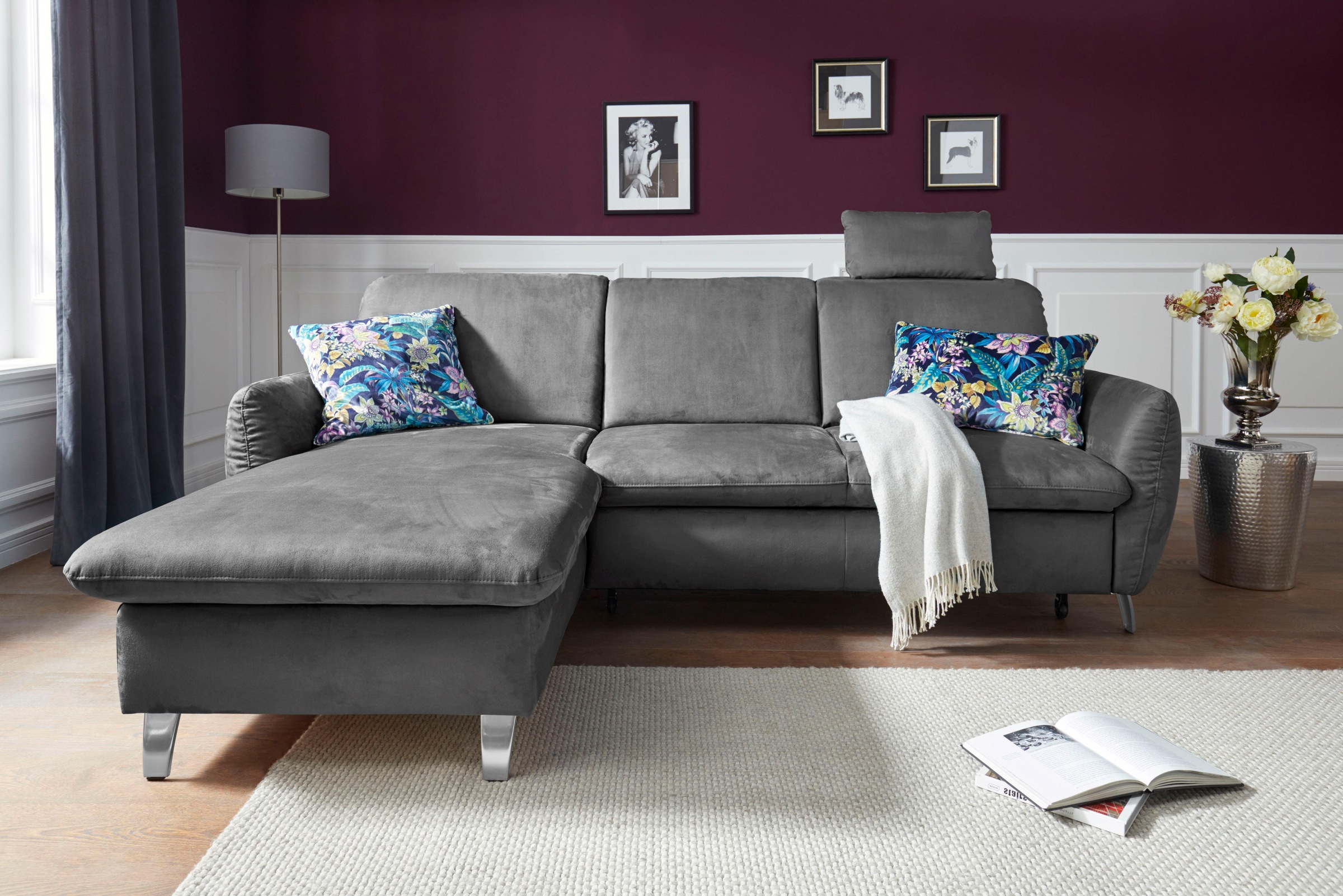 sit&more Ecksofa »Daytona L-Form«, mit Federkern, einer Kopfstütze und wahlweise mit Bettfunktion