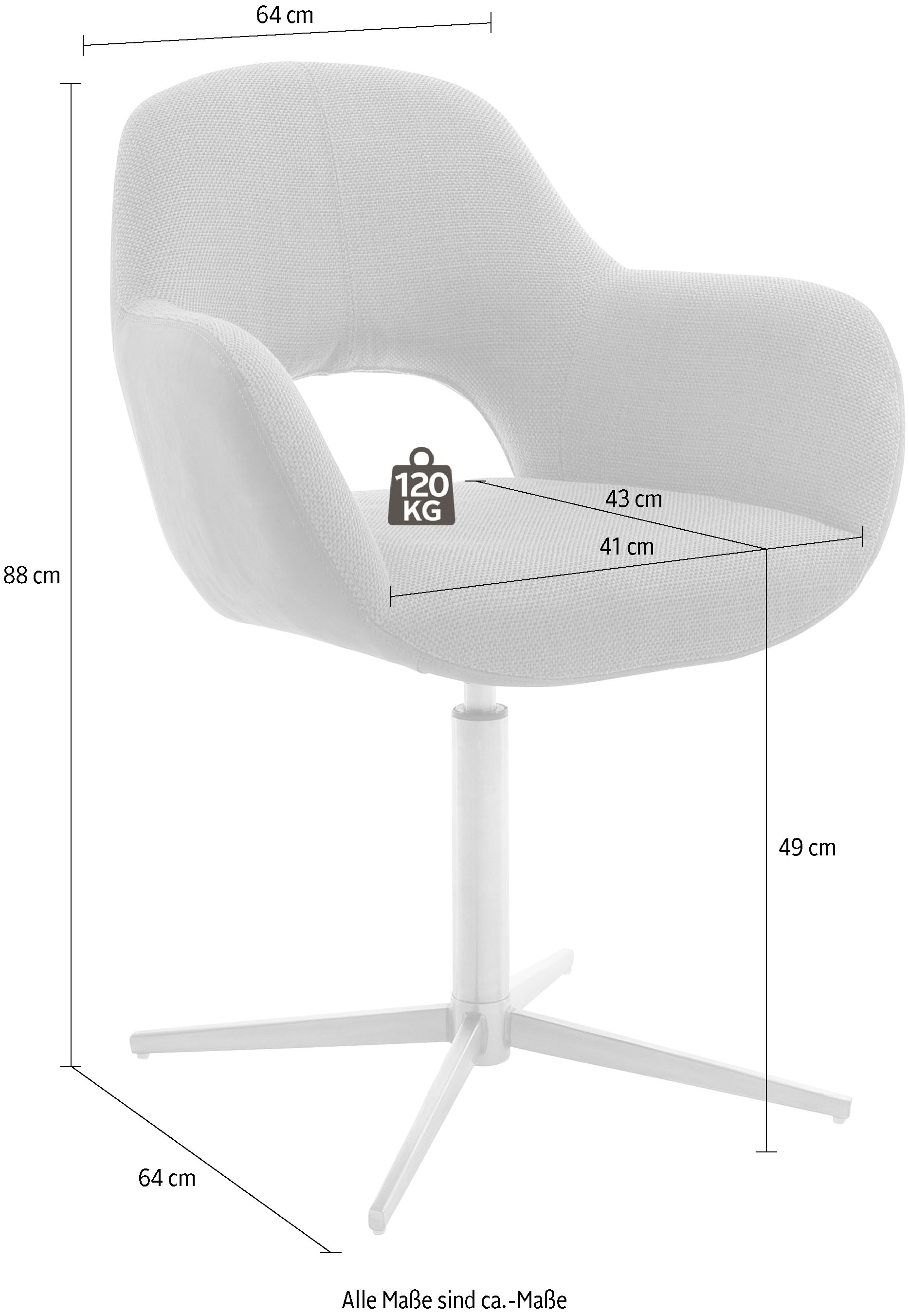 MCA furniture Esszimmerstuhl »Melrose«, (Set), 2 St., Stuhl 360°drehbar mit Nivellierung