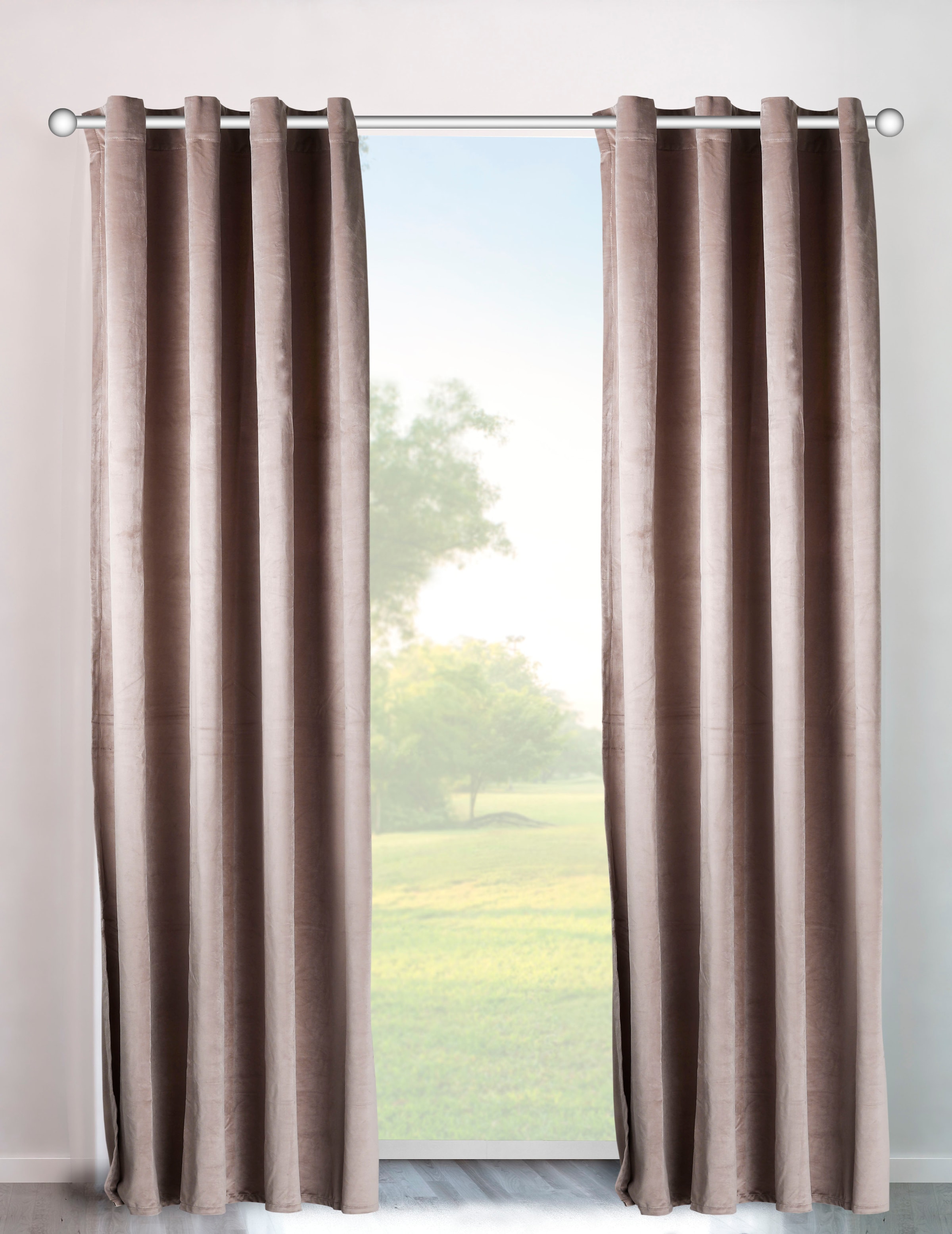 my home Vorhang »Velvet Uni« Ösen 2 Stk. tlg. Samt, 2-er Set, Vorhang, edel günstig online kaufen