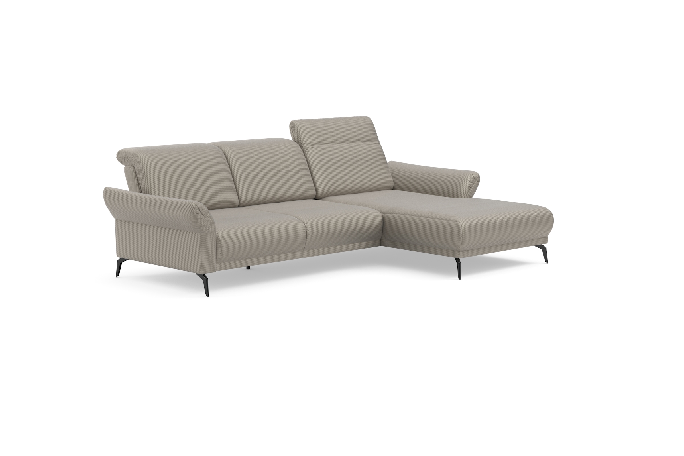 INOSIGN Ecksofa »Coco L-Form«, Sitztiefen-, Arm- und Kopfteilverstellung, Cord-Bezug, Fußhöhe 15 cm