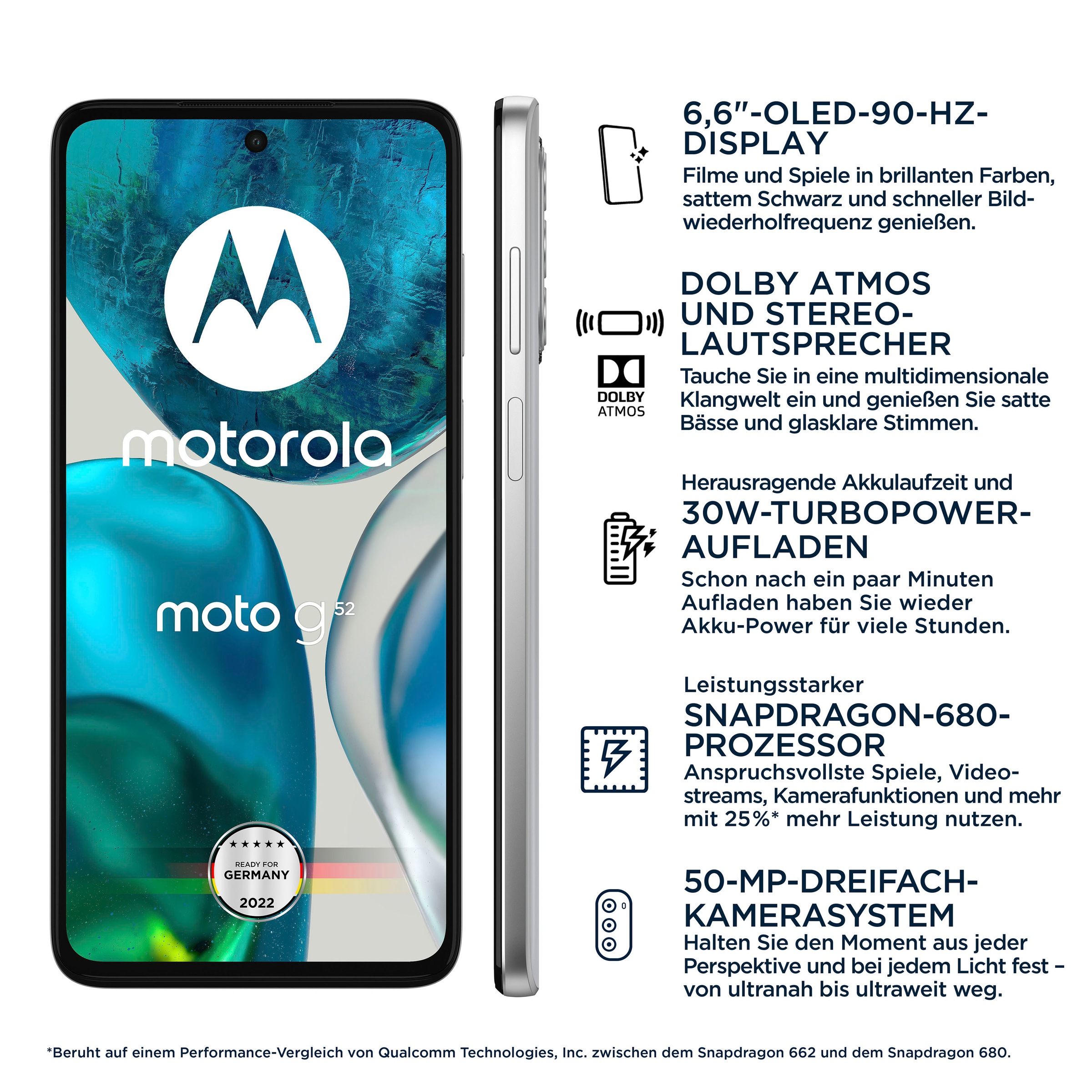 13. Bild von Motorola Smartphone »moto G52«, Porcelain White, 16,76 cm/6,6 Zoll, 50 MP Kamera