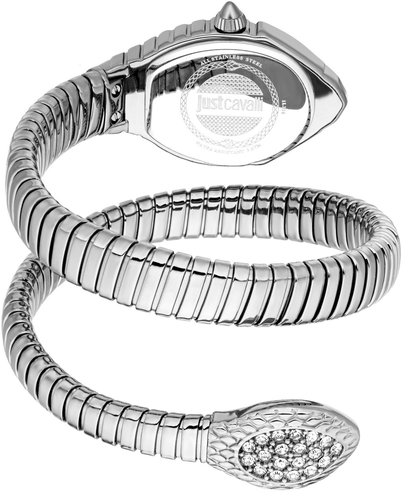 Just Cavalli Time Quarzuhr »Signature Snake«, Armbanduhr, Damenuhr, Edelstahlarmband, analog, Kristallsteine