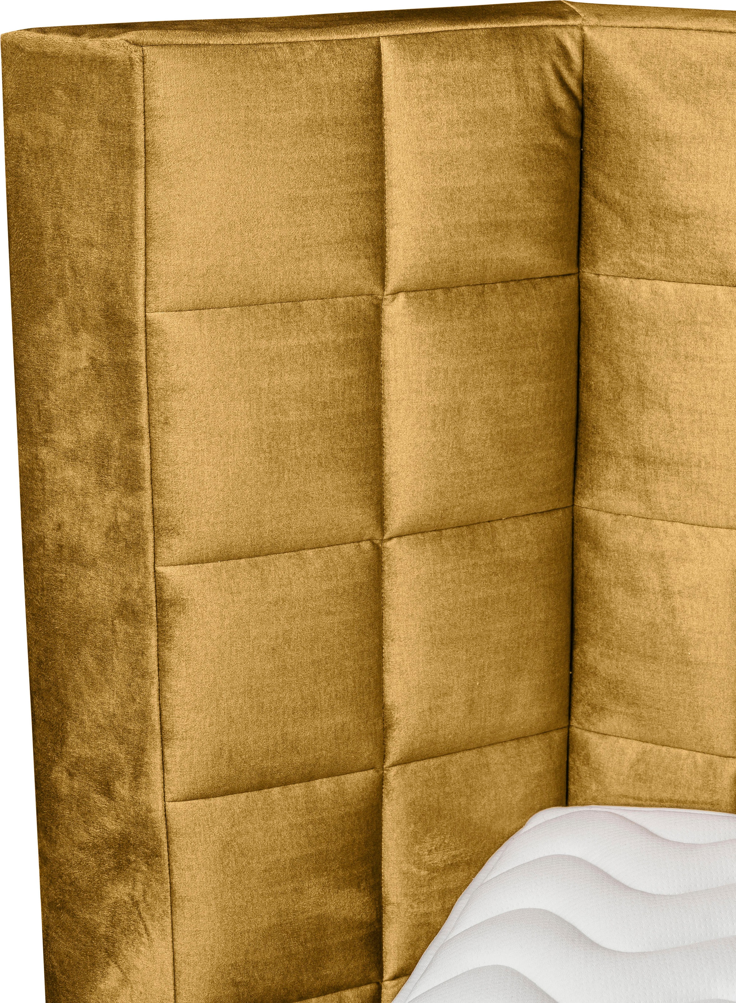 Places of Style Boxspringbett »Piazza«, mit Steppung und Kopfteil mit seitlichen Flügeln