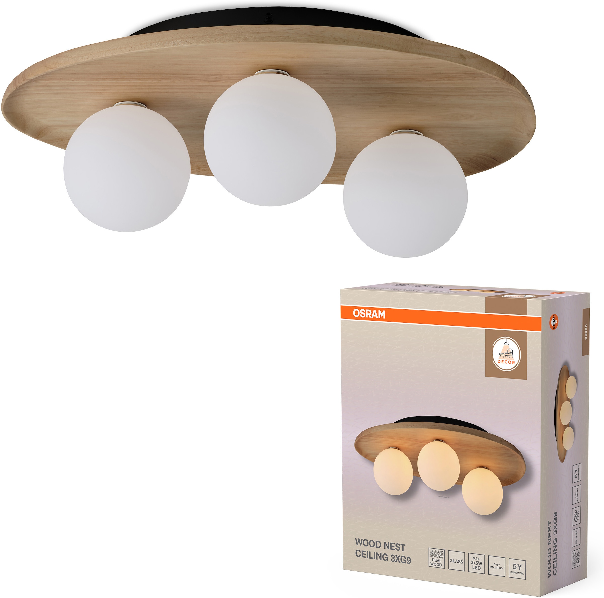 Osram Deckenleuchte »Decor Acacia-Wood Nest« G9 1 Stk. braun, Fassung G9