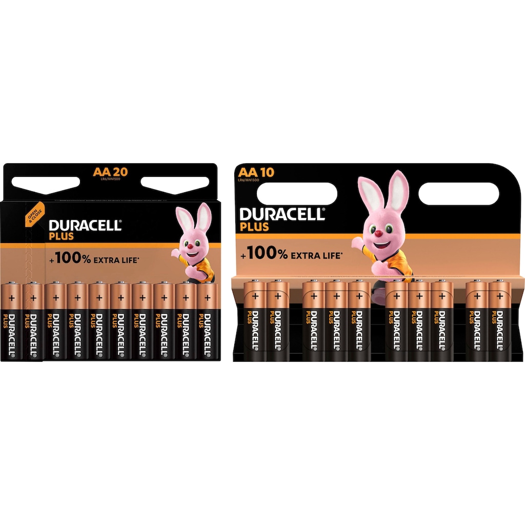 Duracell Batterie »20+10 Pack: 30x Mignon/AA/LR06«, LR06, (30 St., Alkaline Batterie, 30 Stück)