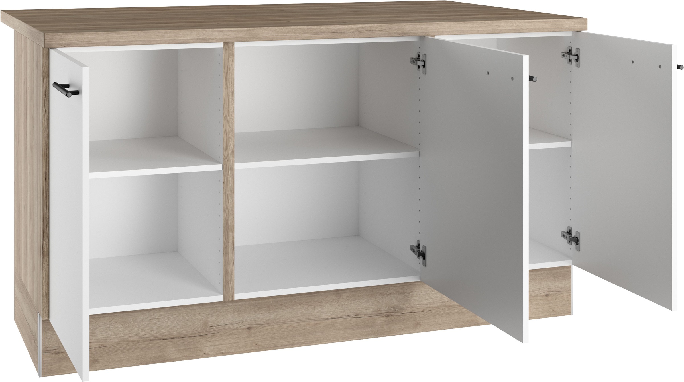 OPTIFIT Kücheninsel Breite 161 cm, Soft-Close, höhenverstellbare Füße, Metallgriffe