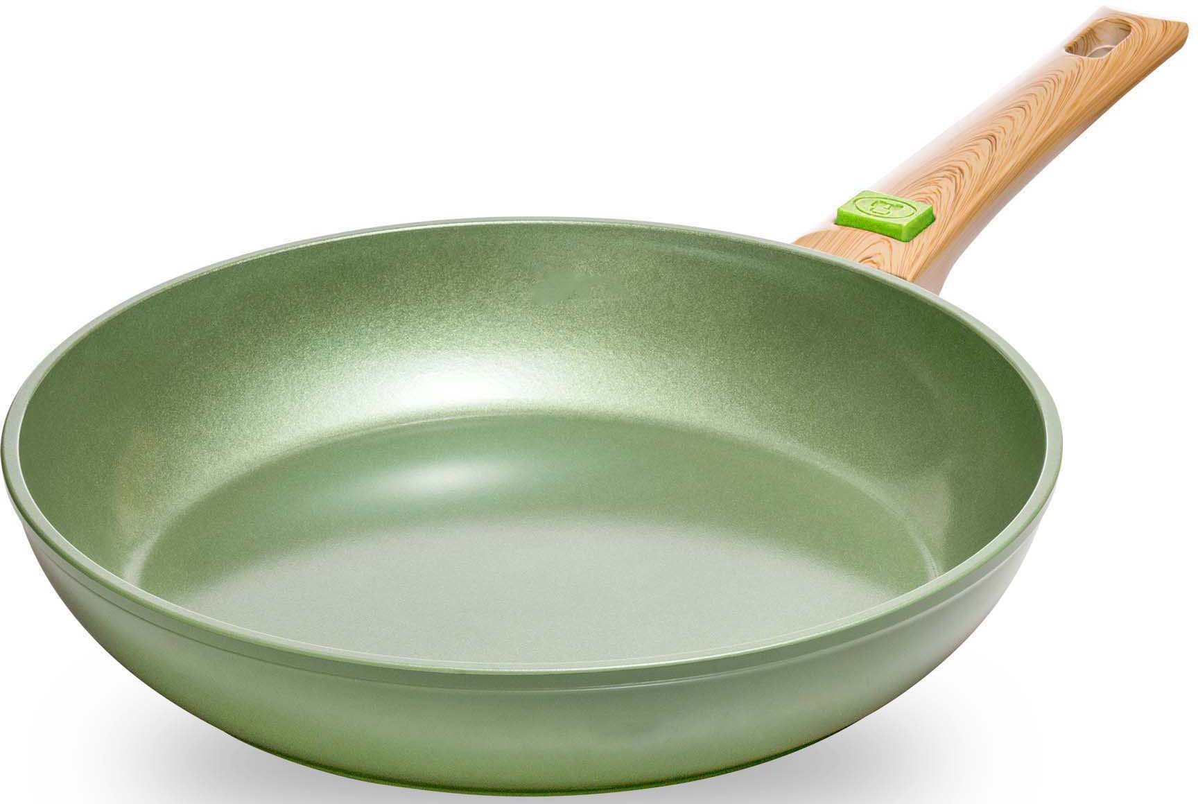 JUST VEGAN Pfannen-Set »CeraVegan«, Aluminium, (Set, 3 tlg.), pflanzliche Keramikbeschichtung abnehmbarer Griff Induktion 20/24/28cm