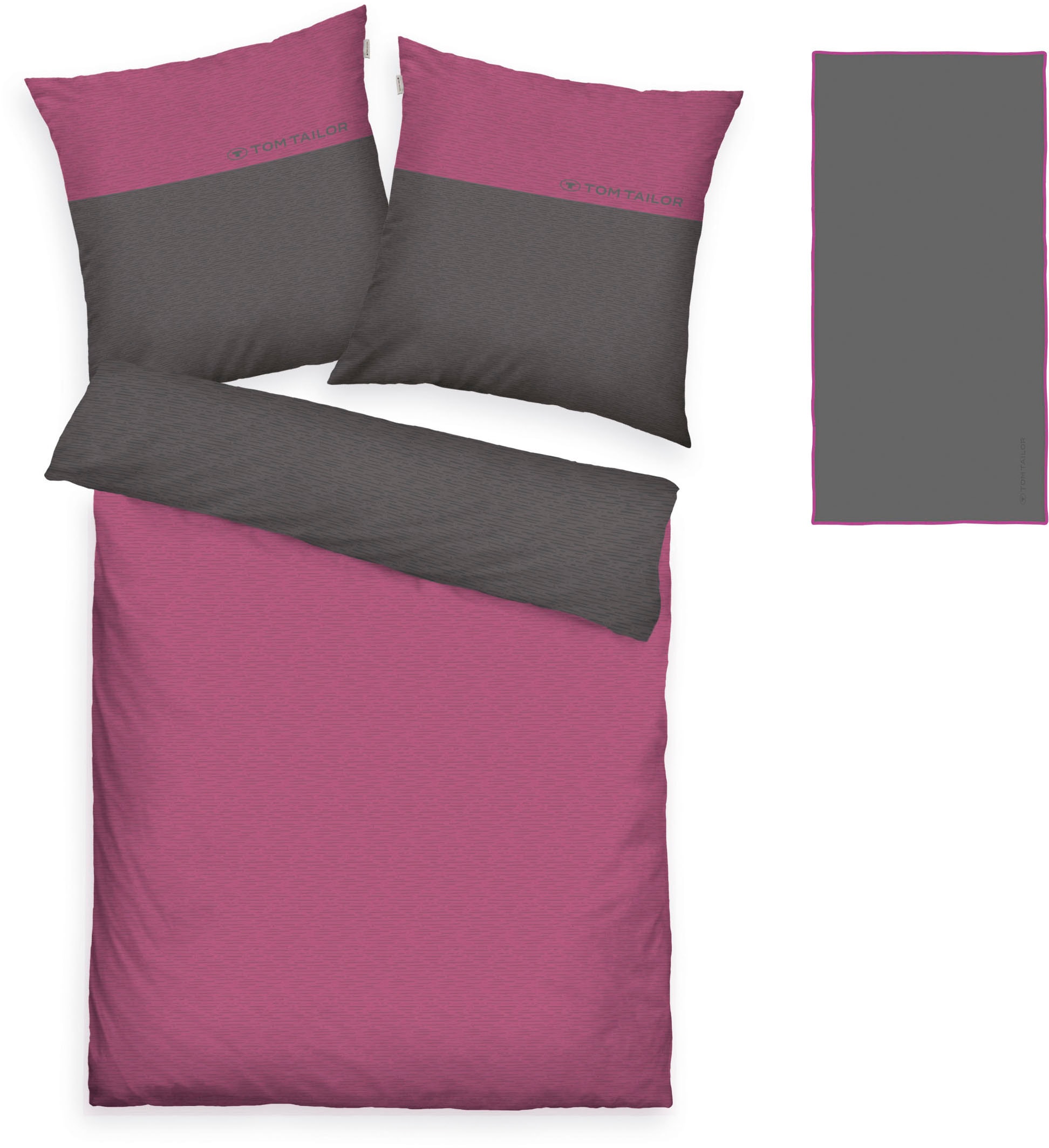 TOM TAILOR HOME Wendebettwäsche »Henry in Gr. 135x200 oder 155x220 cm«, Bettwäsche aus Baumwolle, mit GRATIS-Zugabe: Sporthandtuch