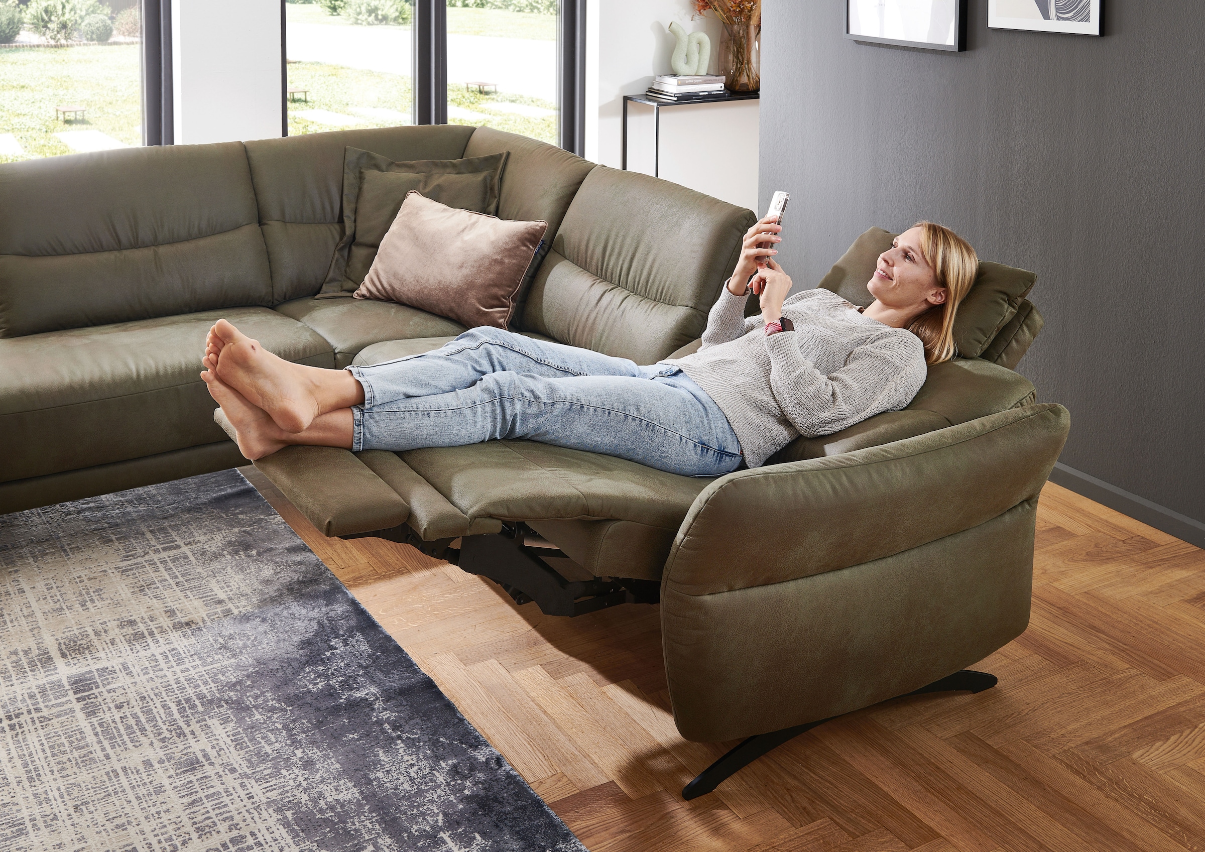 Home affaire Ecksofa »Novalis, Herz-Waage-Funktion & klappbarer Armlehne« Ergonomischer TTFK-Komfort, saugroboter-freundlich, frei stellbar