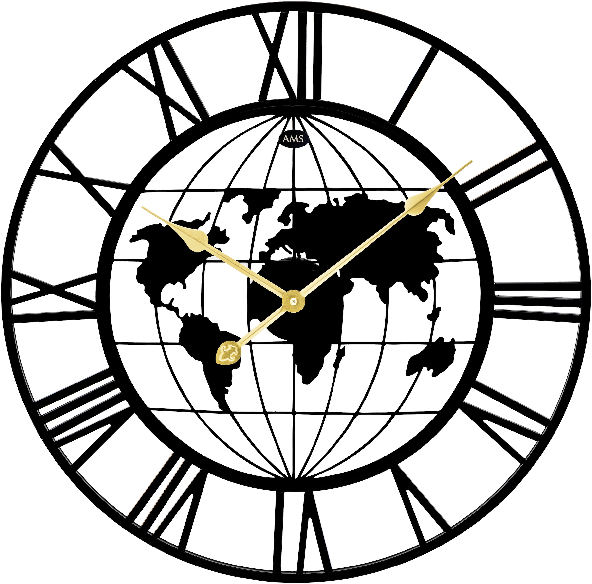 AMS Wanduhr, Quarzuhr, Metall, Wohnzimmer, Esszimmer, Küche, Arbeitszimmer, günstig online kaufen