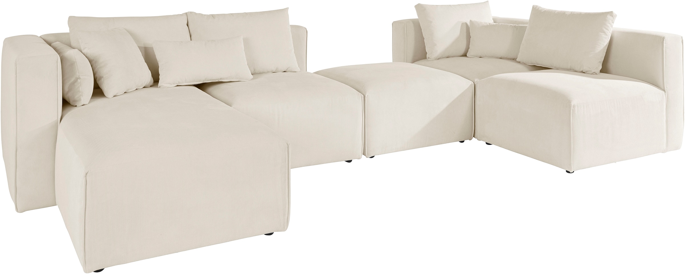 Home affaire Wohnlandschaft »Comfine U-Form«, zusammengesetzt aus Modulen, in 3 Stoffen und vielen Farben