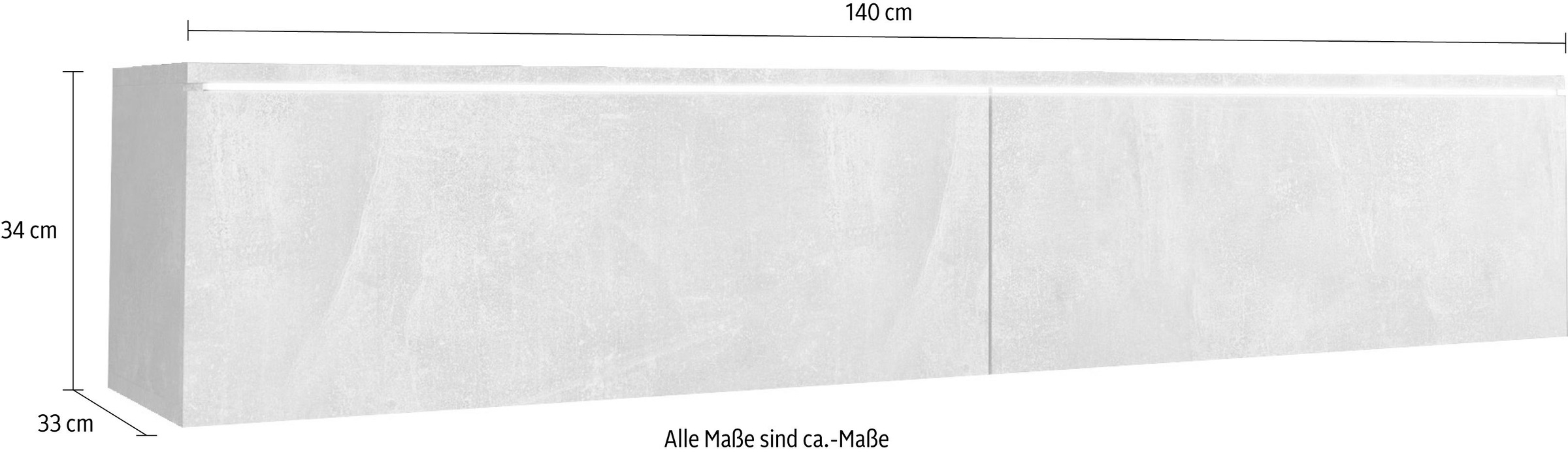 INOSIGN Lowboard »LOWBOARD D, wahlweise mit oder ohne Beleuchtung«, modernes TV-Board ohne Griffe, mit viel Stauraum,stehend und hängend