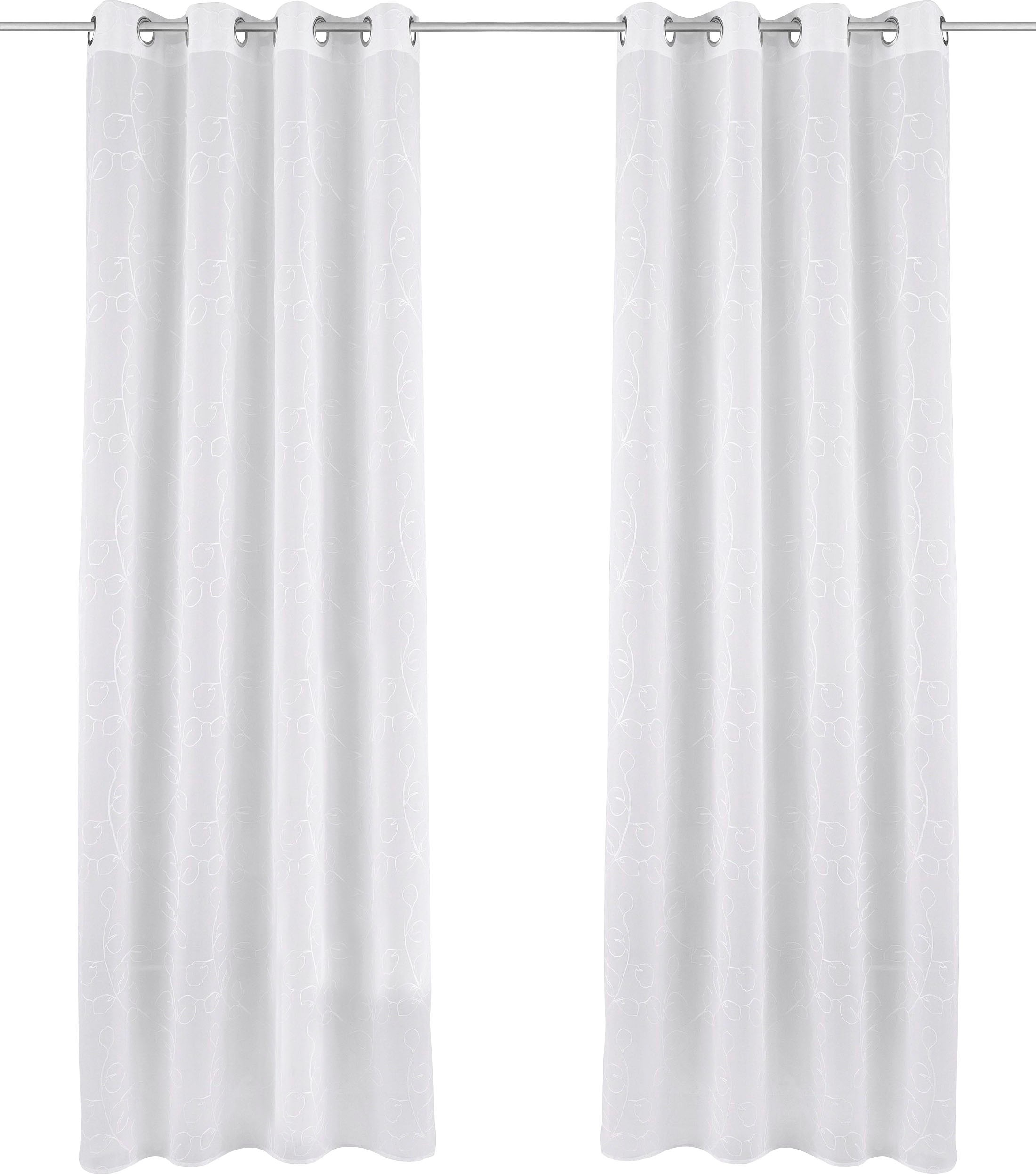 Home affaire Gardine »Adele« Ösen 1 Stk. tlg. transparent, mit floraler Sti günstig online kaufen