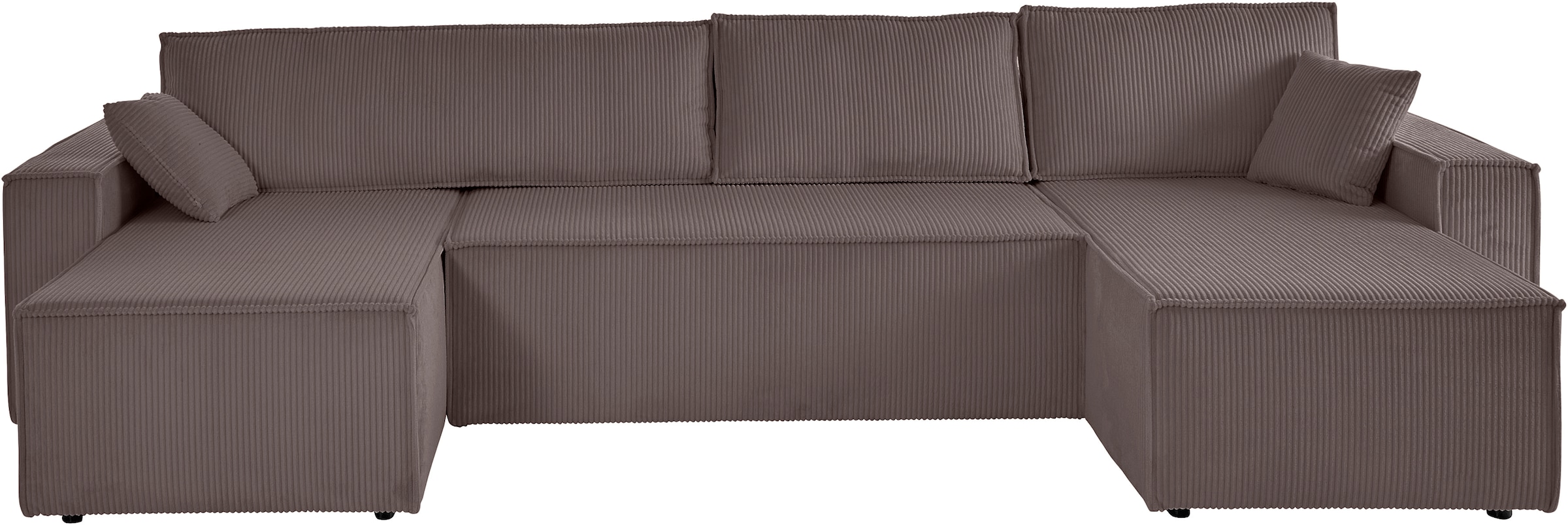OTTO home Wohnlandschaft »Cassi, 311 cm, U-Form, Schlafsofa, Dauerschläfer, Boxspringfederung«, Schlaffunktion (133/270cm), Bettkasten, Seitentaschen, Cord-Bezug