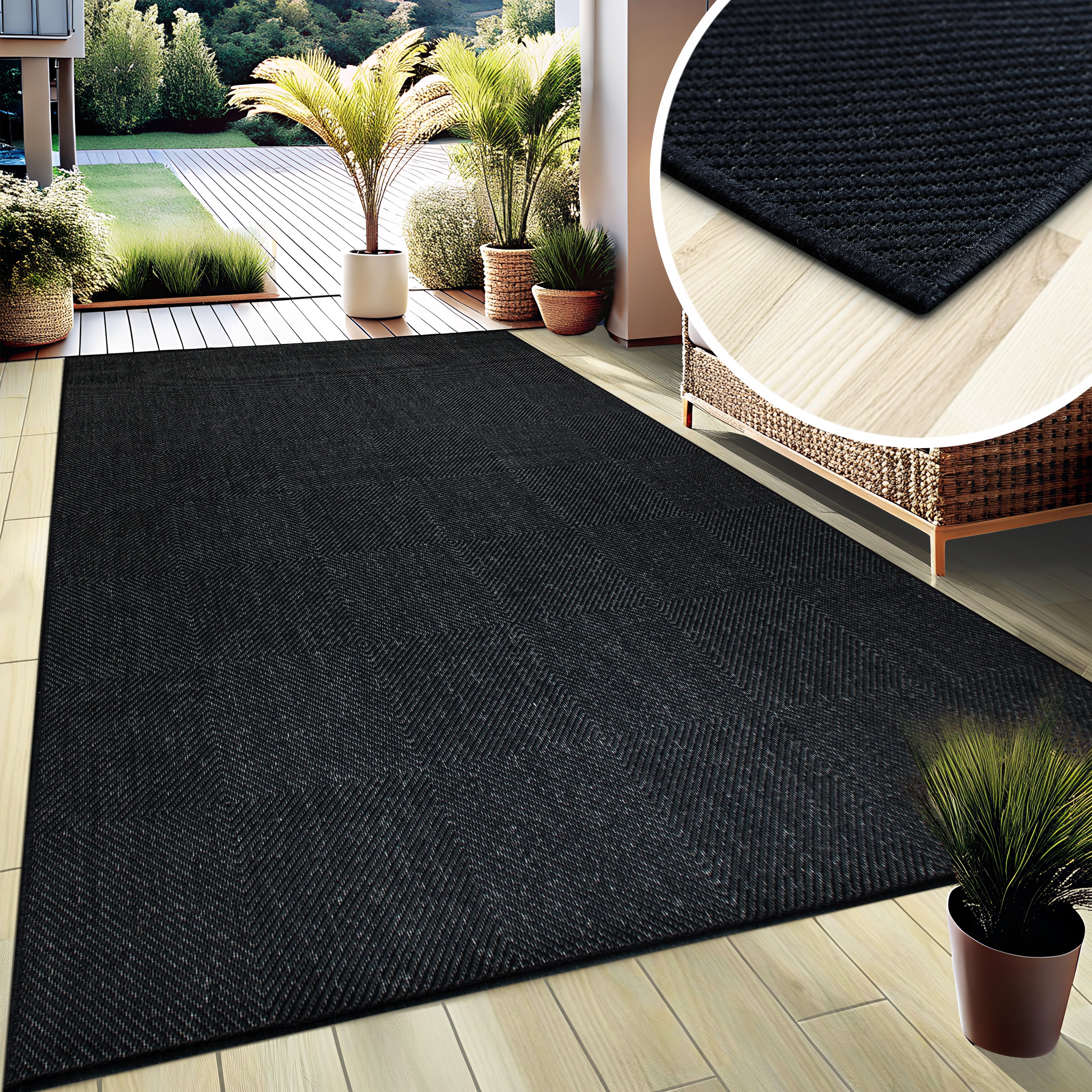my home Teppich »Anna, auch als Läufer erhältlich«, rechteckig, 3 mm Höhe, In- und Outdoor geeignet, Sisal-Optik, Wetterfest & UV-beständig