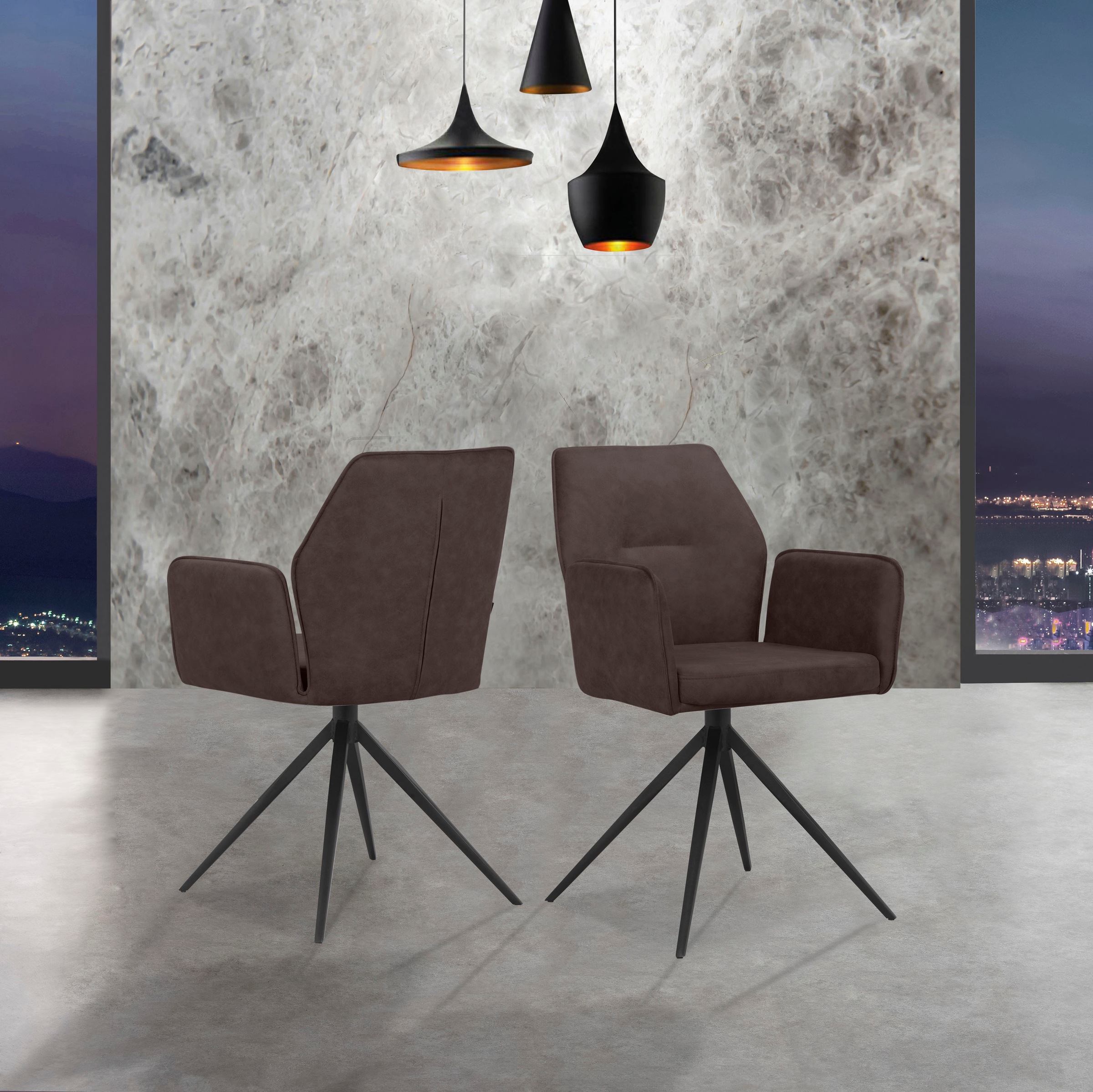 PLACES OF STYLE Esszimmerstuhl »Ozias« () Sitz und Rücken gepolstert, Gestell aus Metall schwarz, Sitzhöhe 50 cm, 2er Set