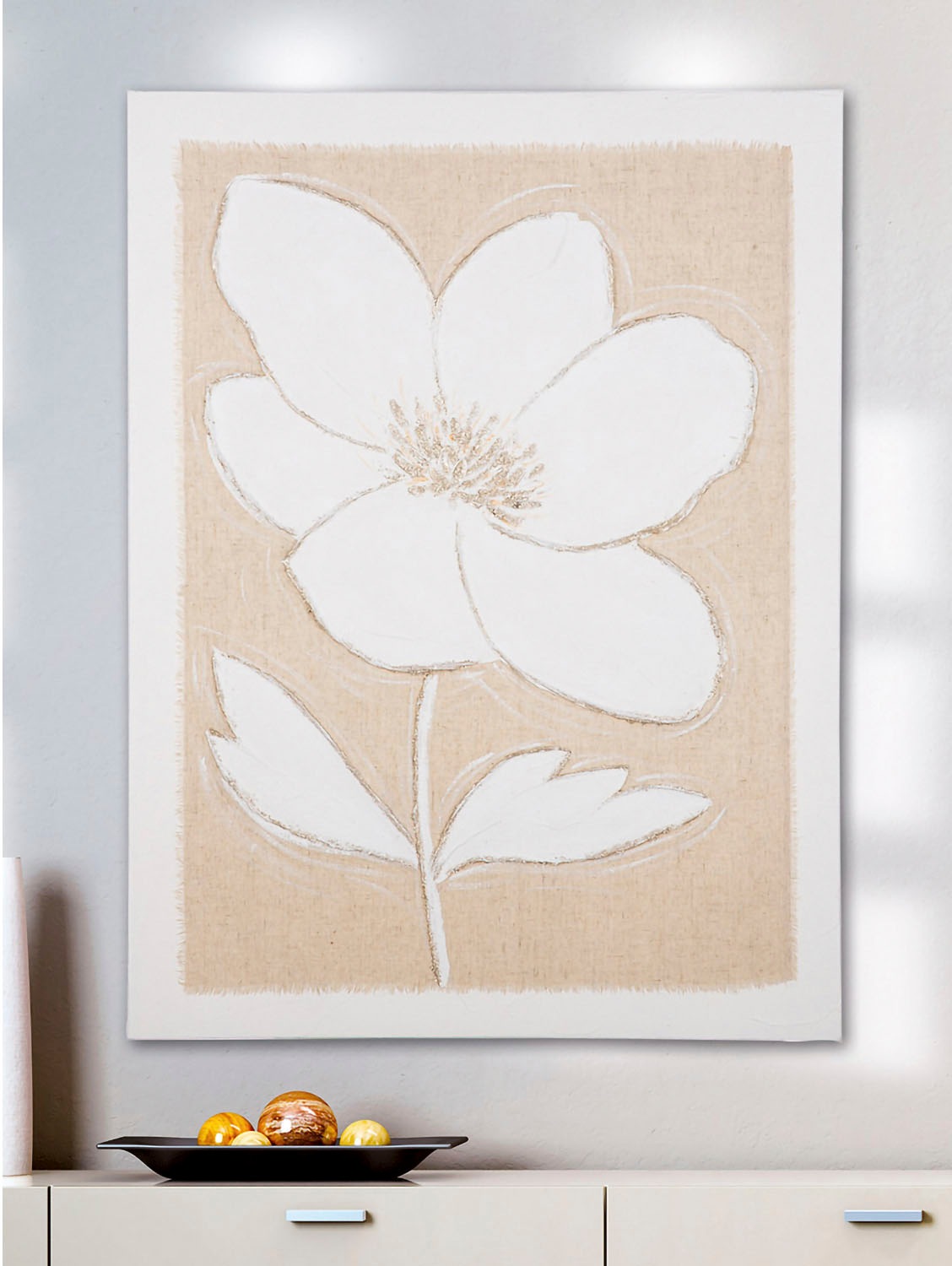 GILDE Leinwandbild »Bild "Blume auf Tuch"« 1 Stk. tlg. günstig online kaufen