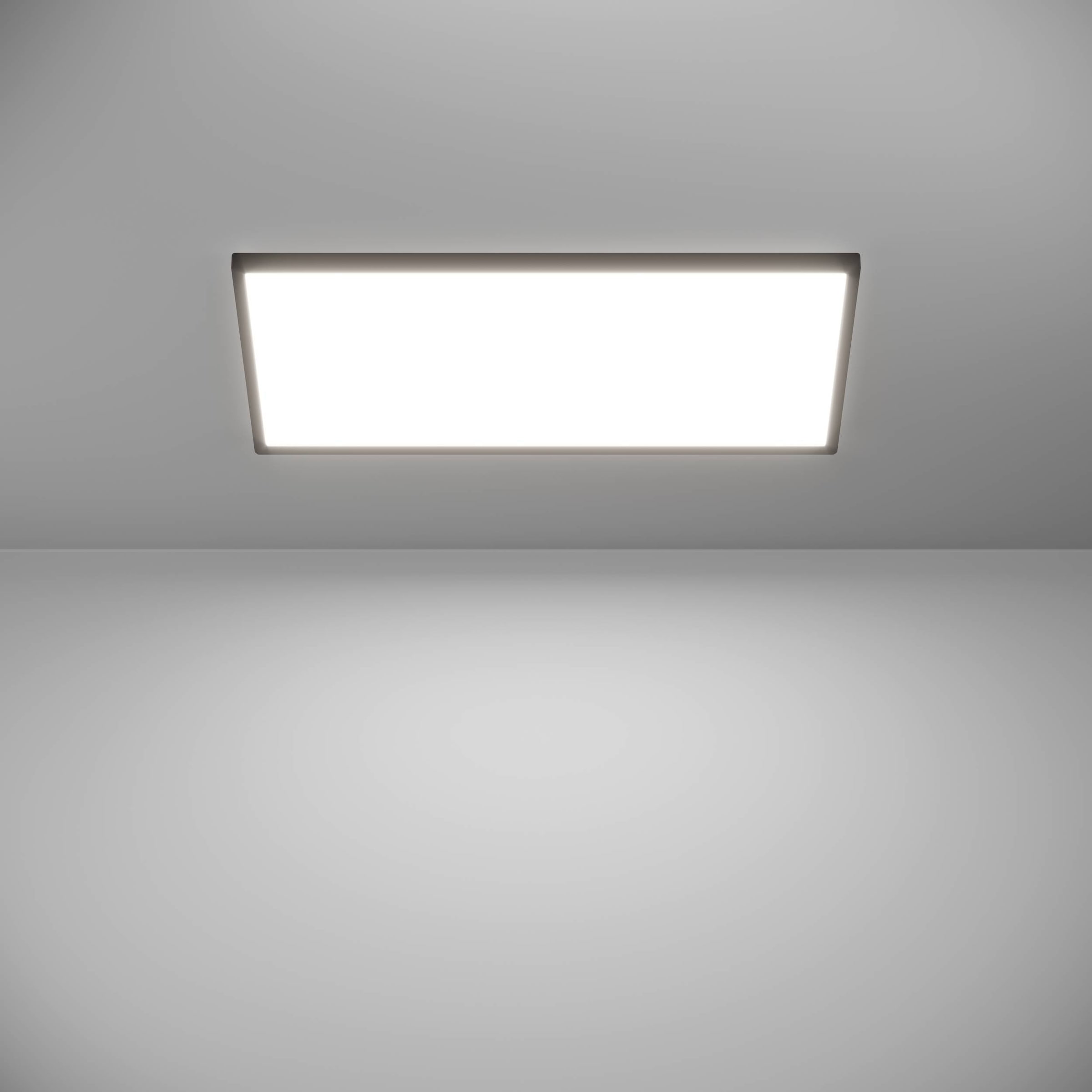 EGLO Deckenleuchte »Rovito-Z Deckenlampe, ZigBee 3.0, Kunststoff, Badezimmerlampe, IP44« LED-Modul 1 Stk. Kaltweiß | RGB Wand-/Deckenleuchte - L57 x B30 x H3 cm - schwarz - 17,2W inkl.