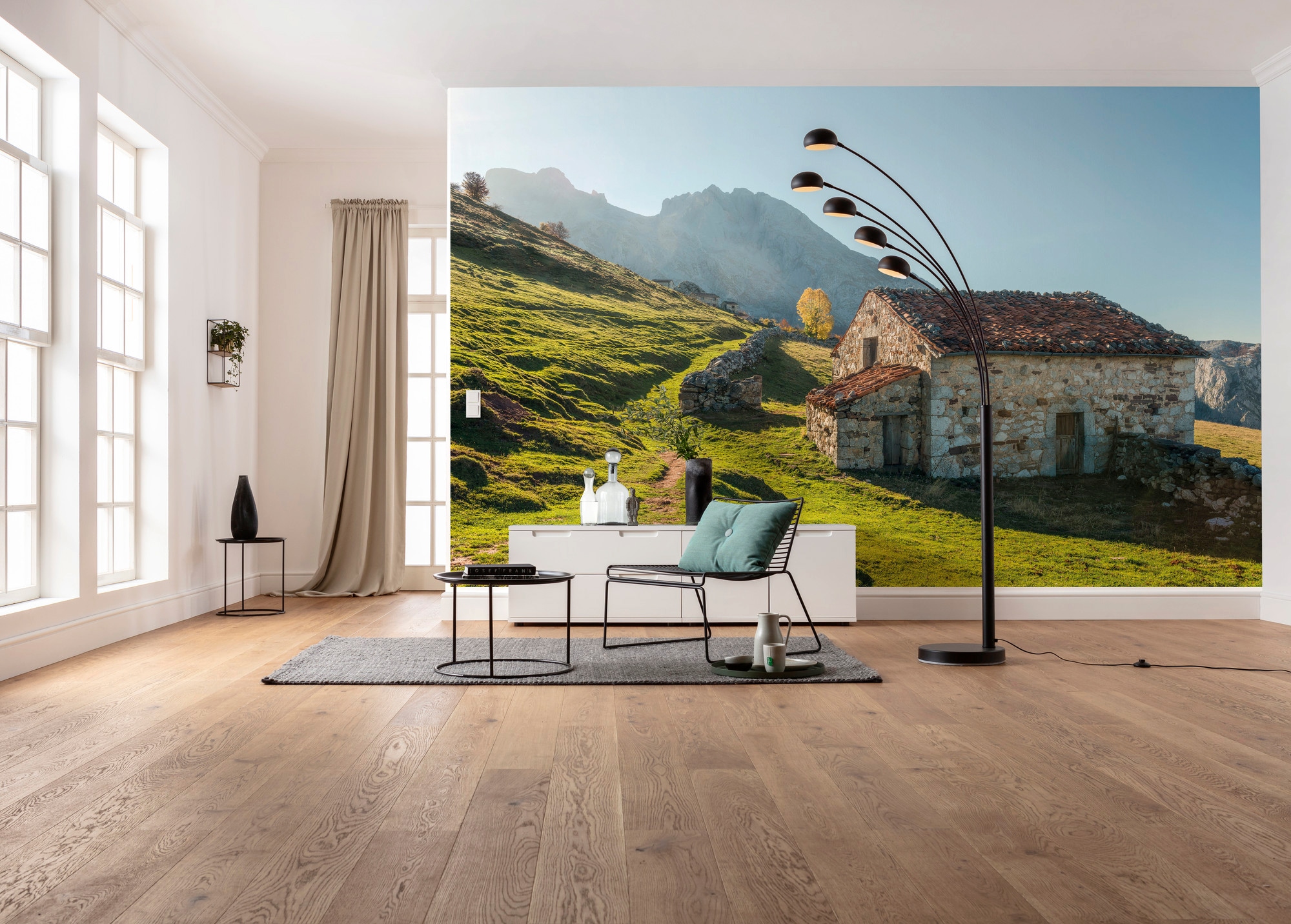 Sanders & Sanders Fototapete Landschaft Grün und Blau 450 x 280 cm 612654 günstig online kaufen