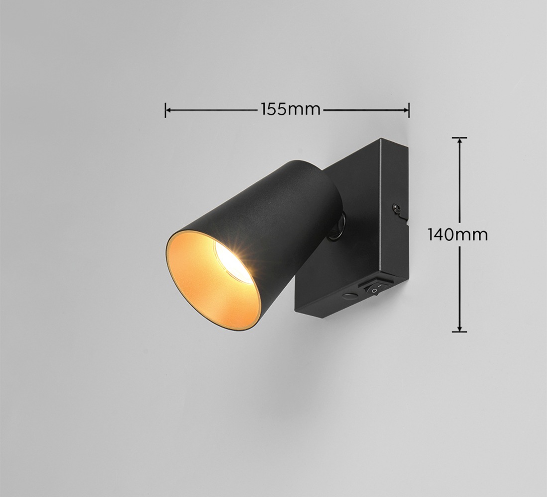 TRIO Leuchten Wandstrahler »SHARP, Spot 1-flammig exkl 1x GU10 max 10W schwenkbar & drehbar« GU10 1 Stk. warmweiß - kaltweiß Schirm innen gold, Kippschalter, Spot für Wandmontage + Deckenmontage