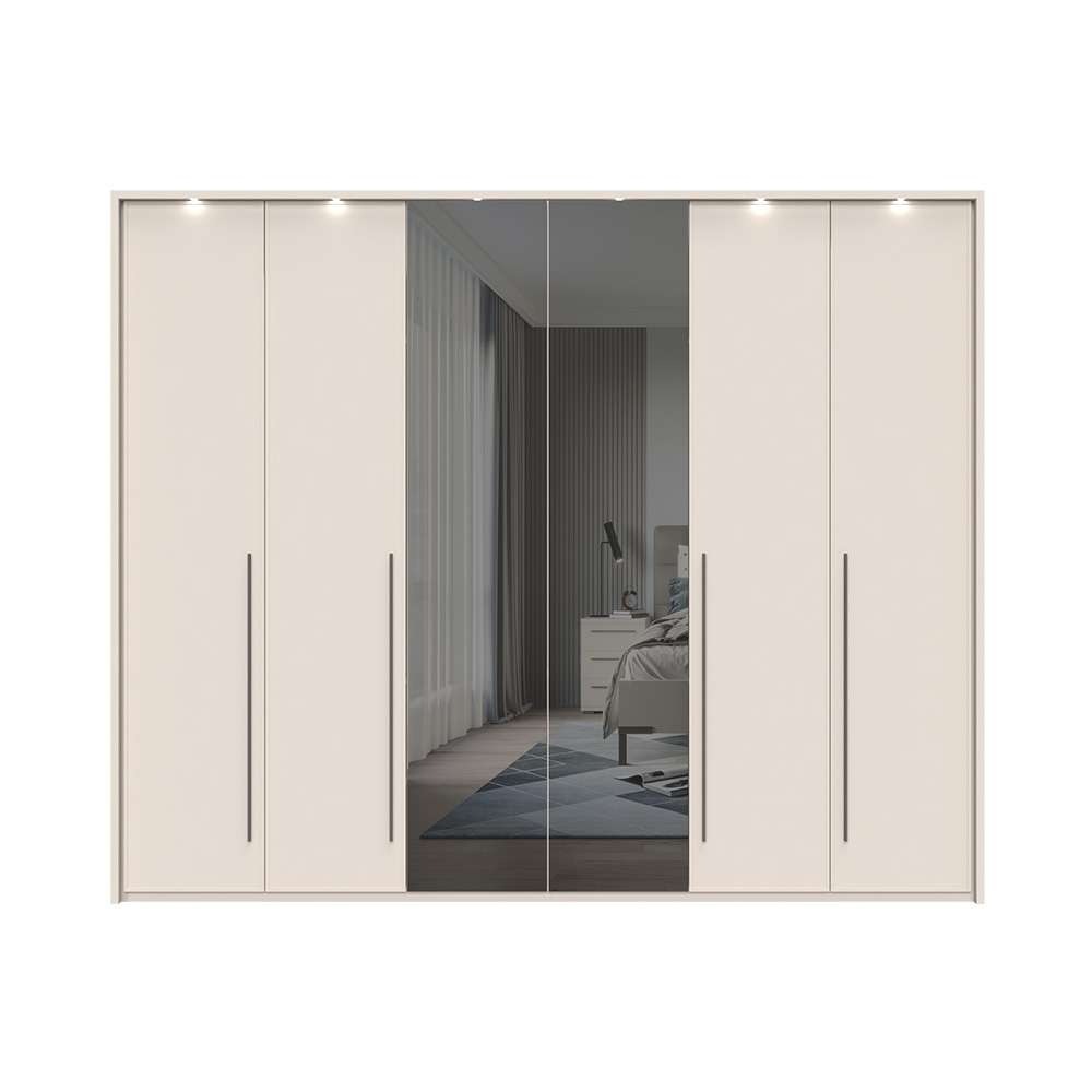 Places of Style Drehtürenschrank »Opera mit oder ohne Kranz inkl. LED-Bel.,B 227,272,317 oder 362 cm«, UV lackiert, Soft Close Funktion, Höhenverstellbare Füße