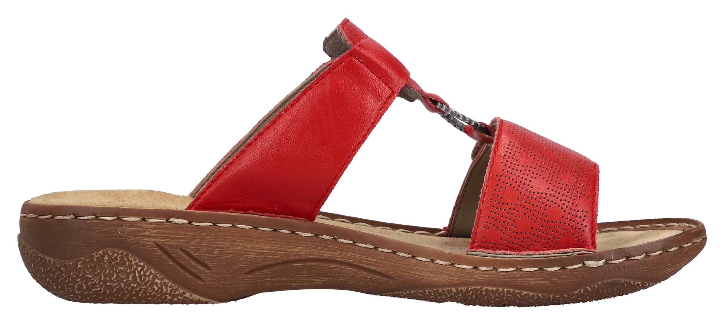 Rieker Pantolette, Sommerschuh, Schlappen, Urlaubschuh, Klettschuh mit Perforation