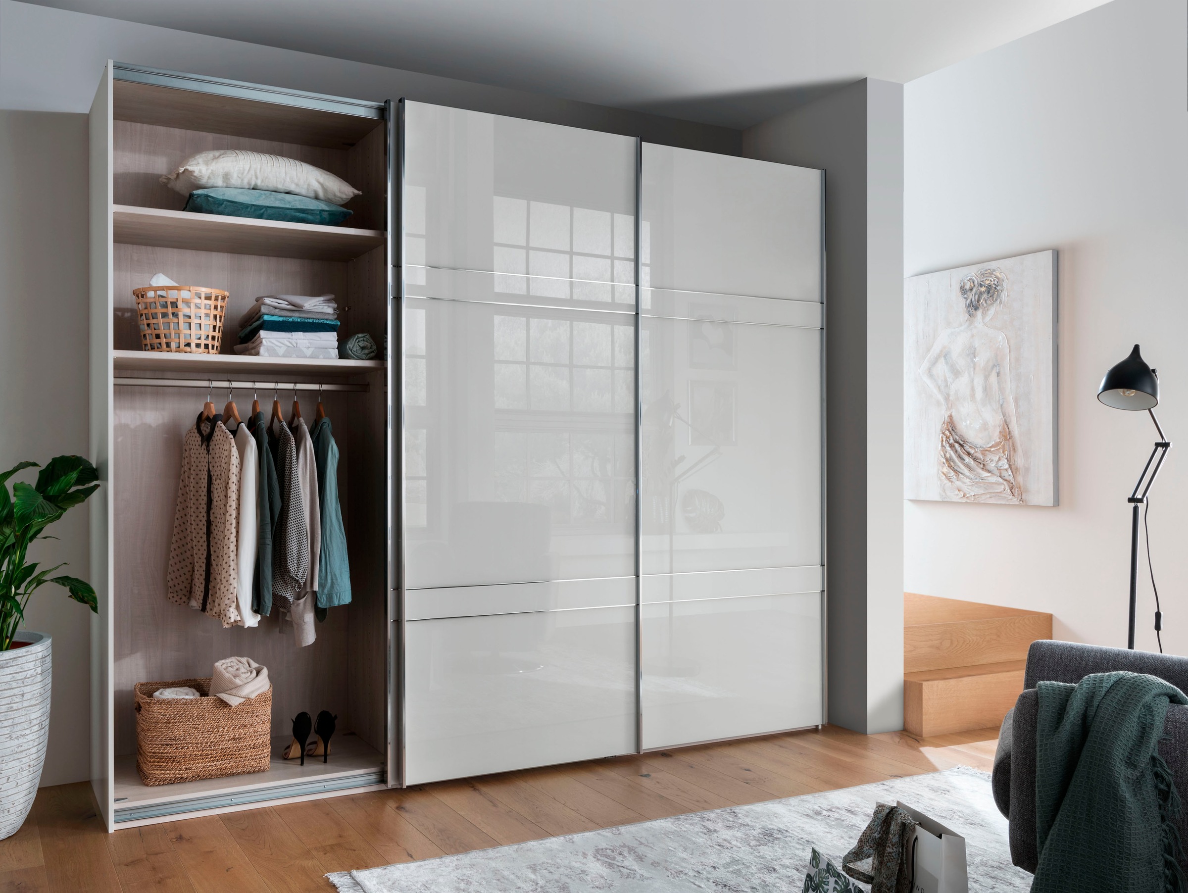 WIEMANN Schwebetürenschrank »Rialto«, hochwertige Glasfront mit Querriegeln