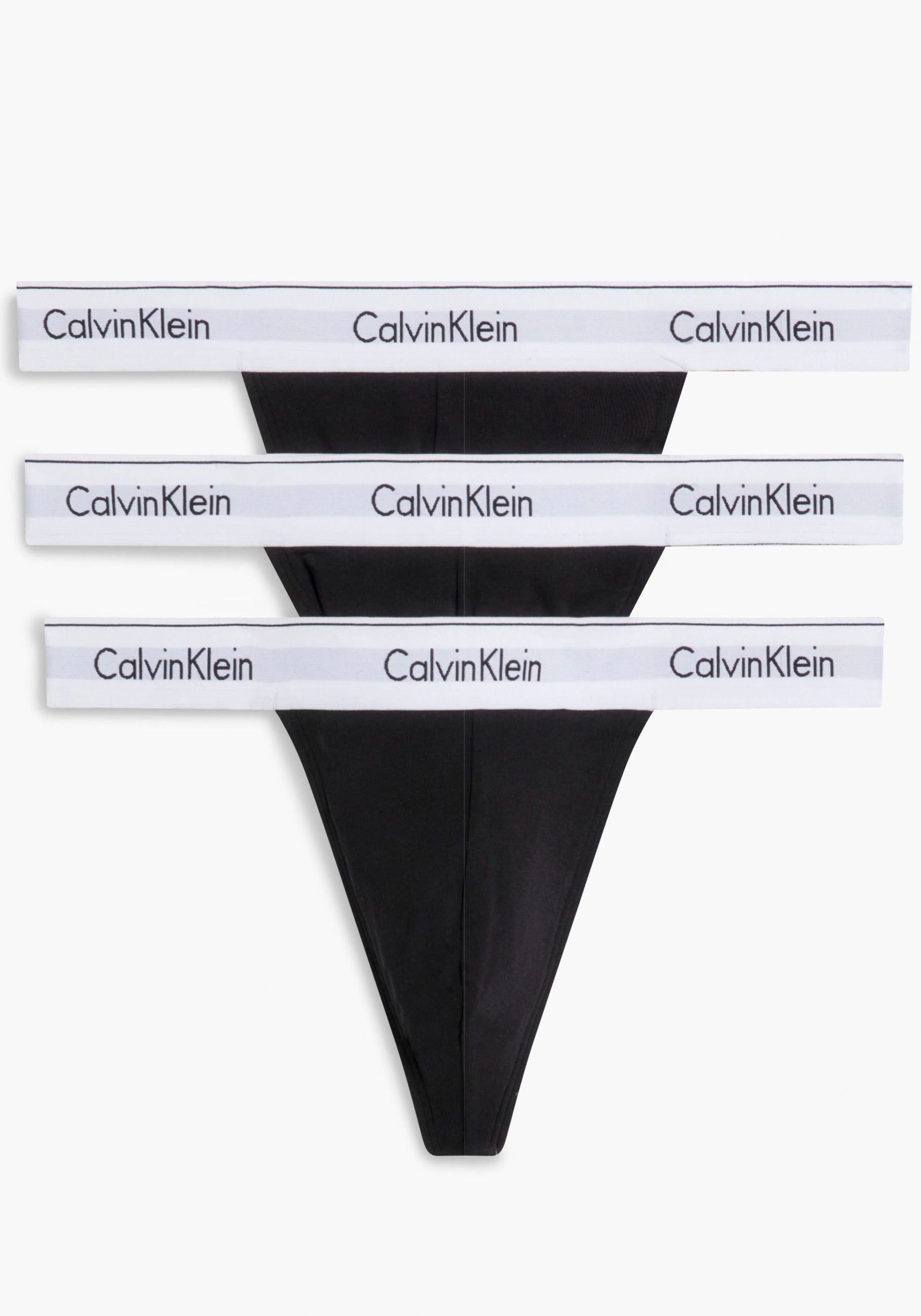 Calvin Klein Underwear String »THONG 3PK«, (Packung, 3 St., 3er-Pack), mit Logo-Elastikbund