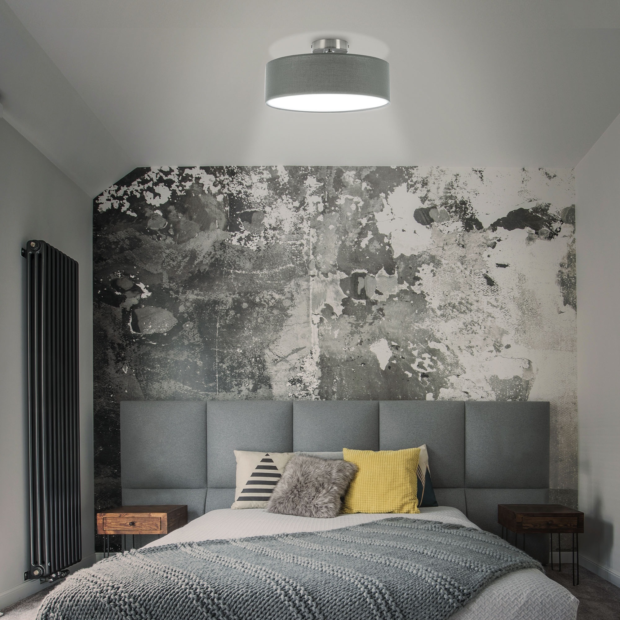 Briloner Leuchten LED Deckenleuchte »LED Stoffdeckenleuchte, grau-satin«, 1 günstig online kaufen