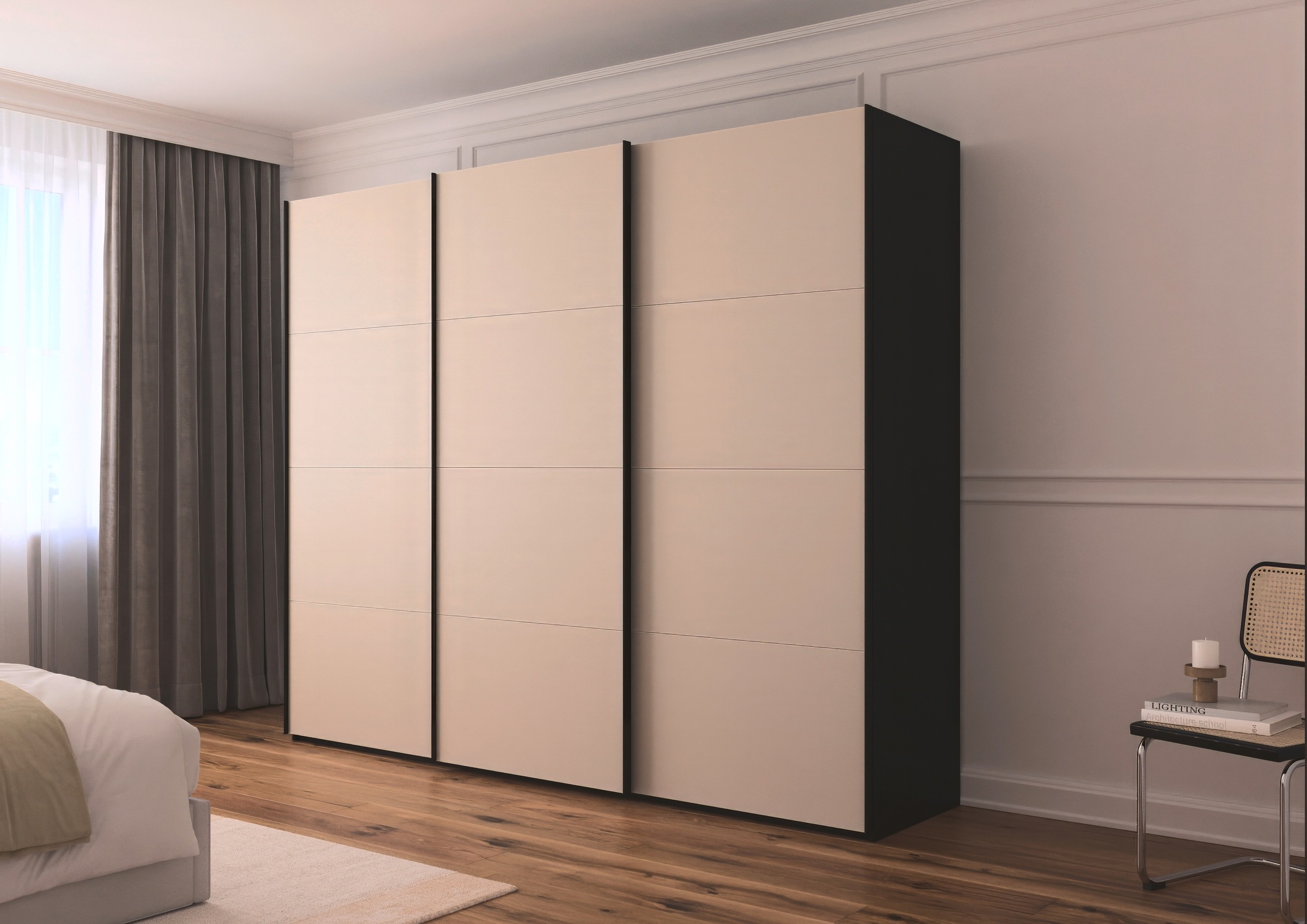 rauch Schwebetürenschrank »Kleiderschrank Schrank Garderobe Schlafzimmerschrank SCALE-FYRA«, edle viergeteilte Türen mit Glas-Front viele Farben MADE IN GERMANY